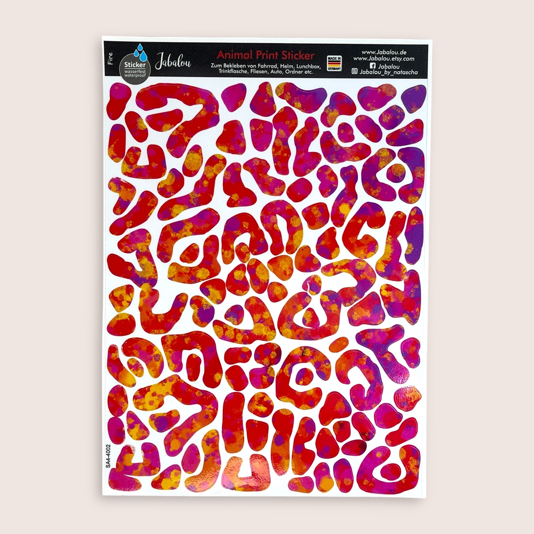Aufkleber Animal Print fire wasserfest