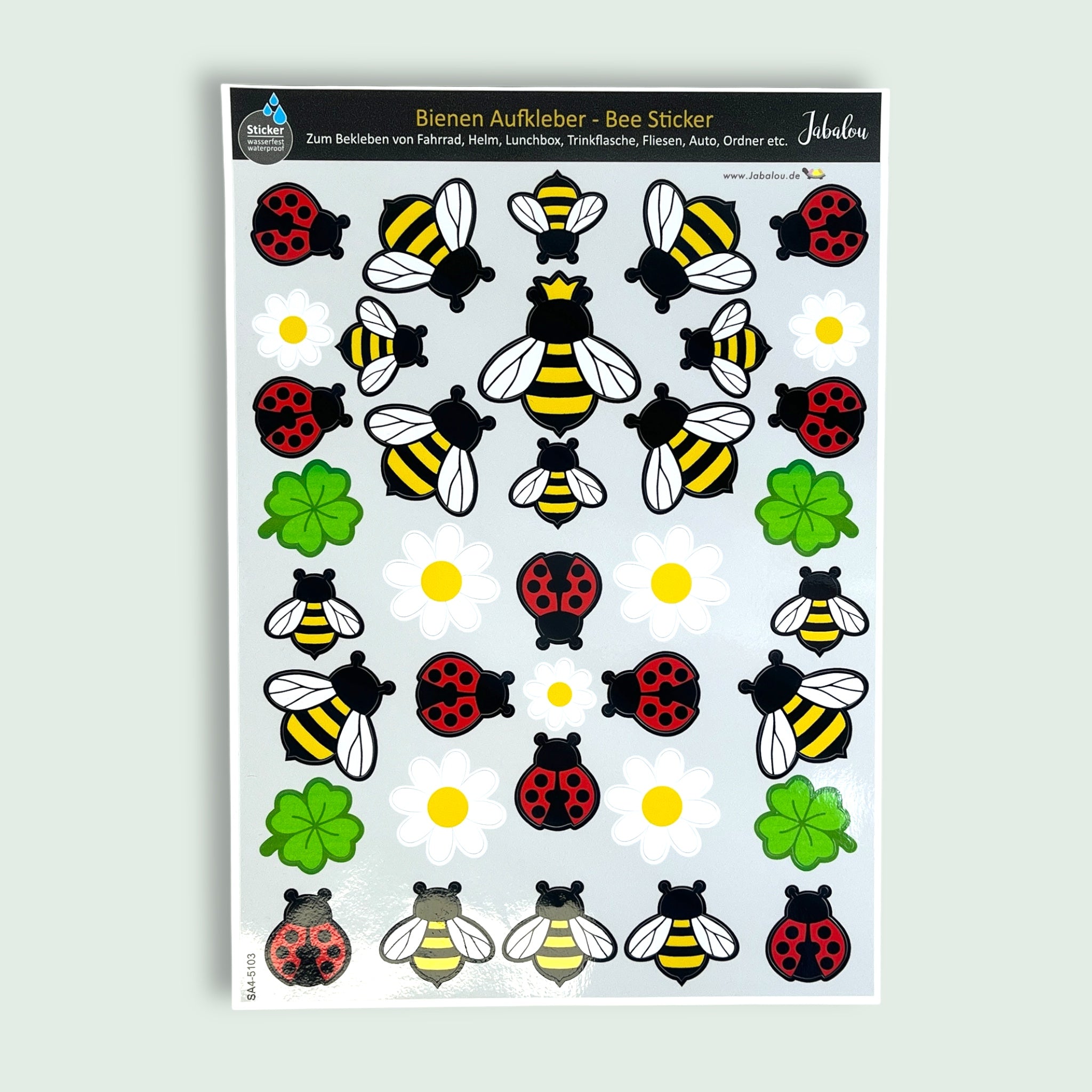 Aufkleber wasserfest Bienen, Marienkäfer