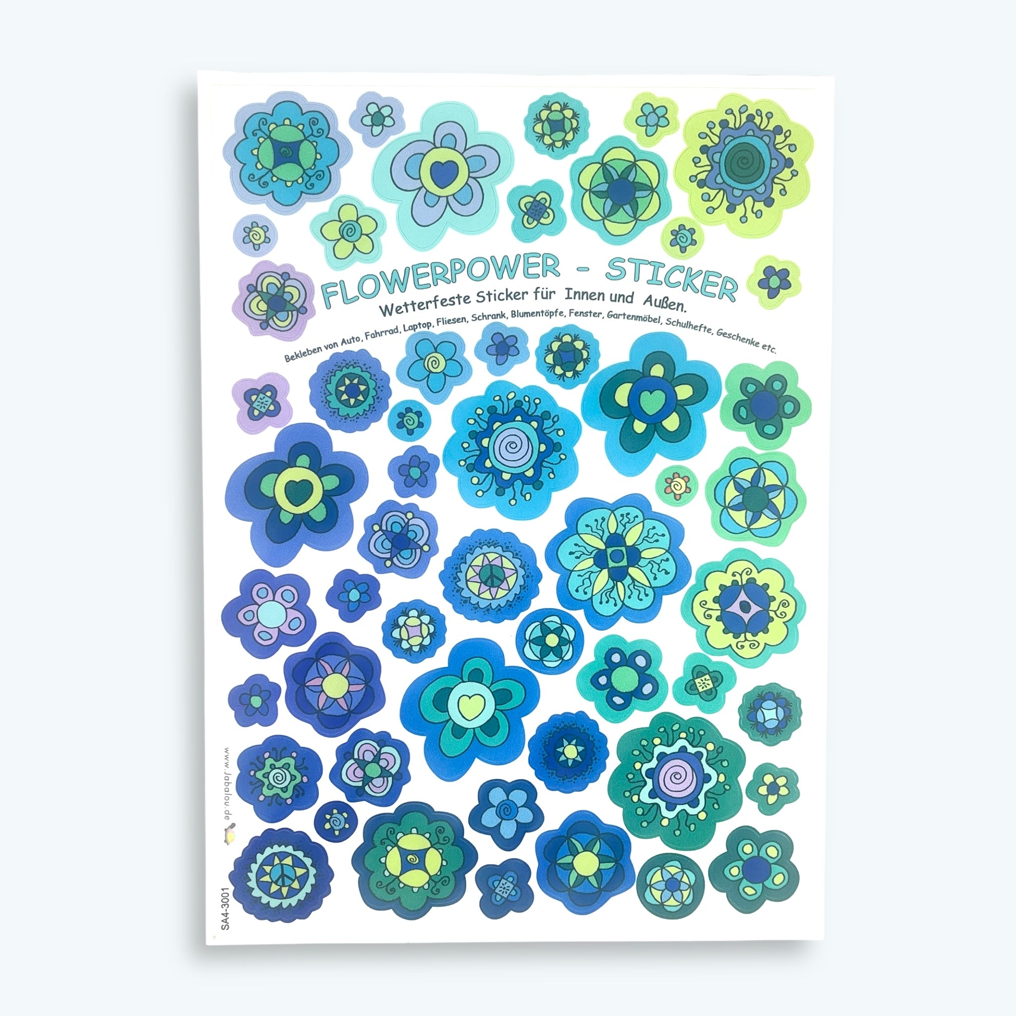 Sticker Blumen blau wasserfest Aufkleber