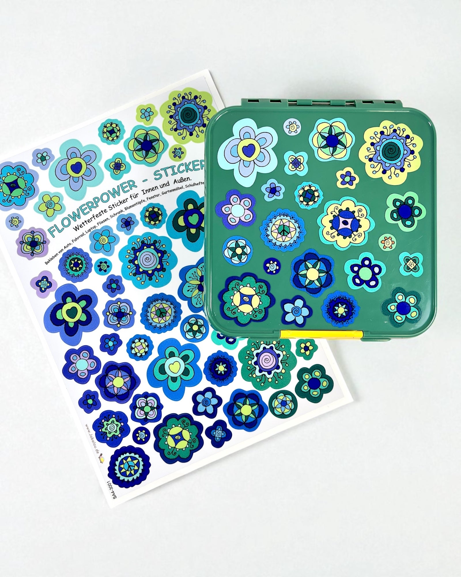 Sticker Blumen blau wasserfest Aufkleber