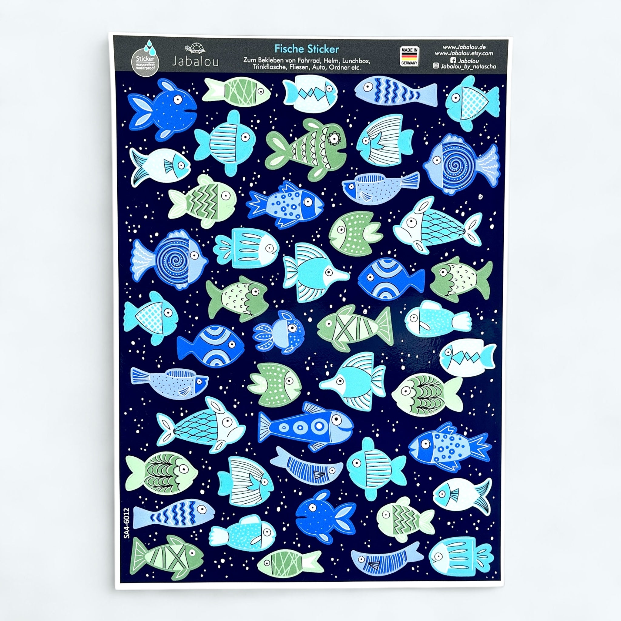 spülmaschinenfeste Fische Aufkleber A4