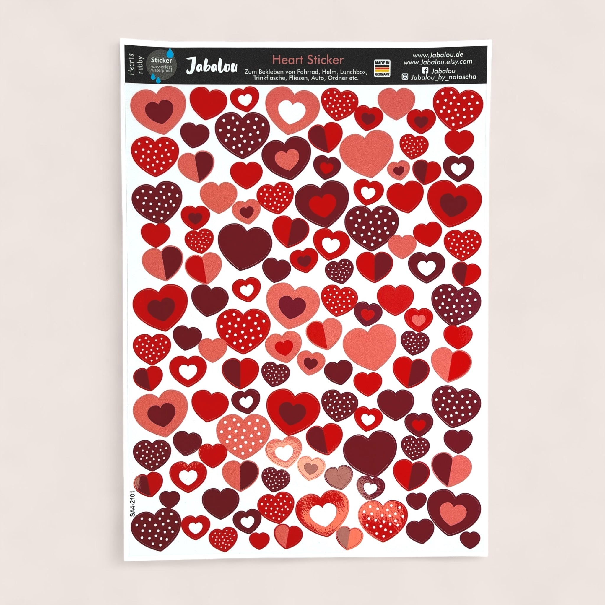 Fahrradaufkleber Herzen Rubby