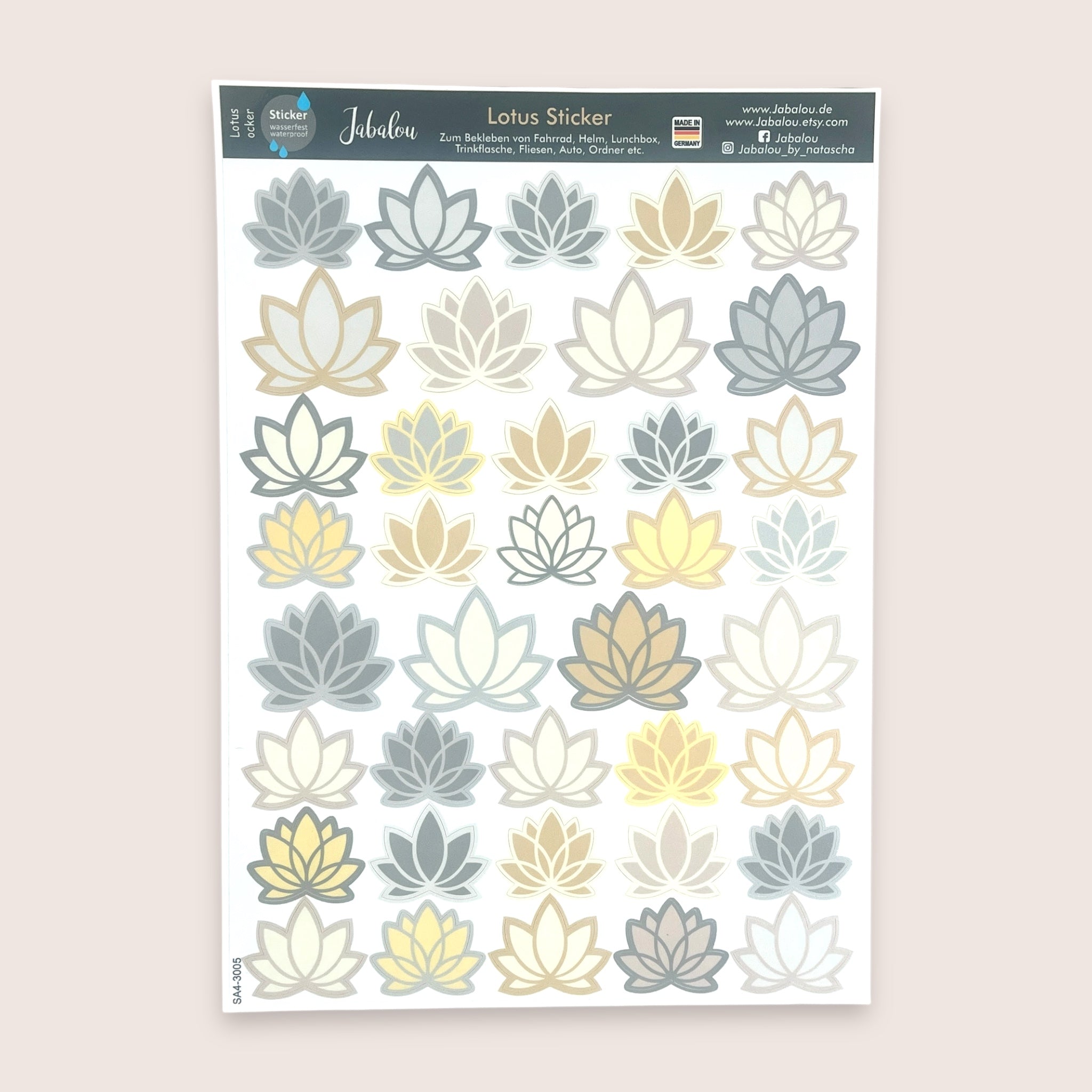 Aufkleber Lotus Lilie ocker Sticker wasserfest