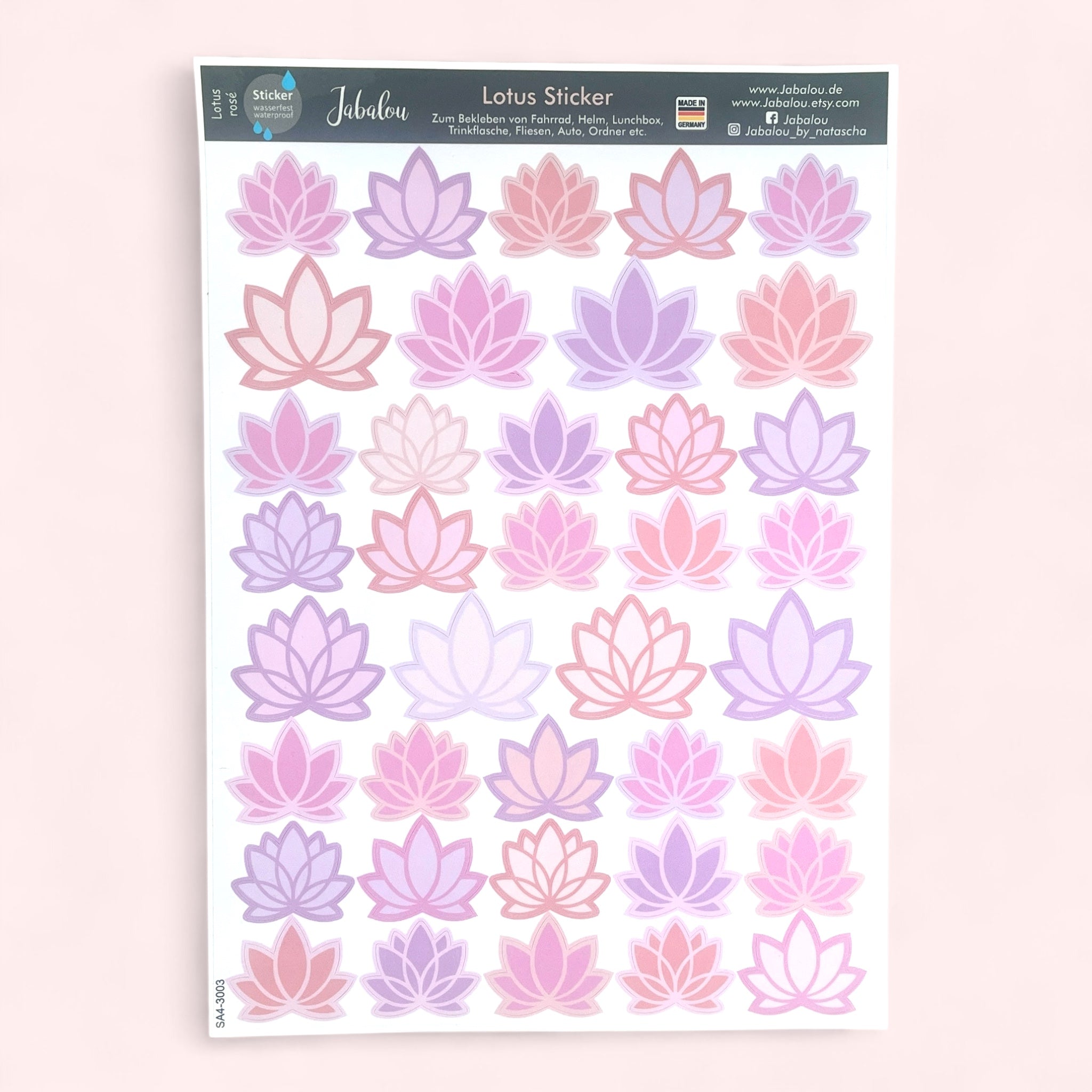 Aufkleber Lotus Lilie rose Sticker wasserfest