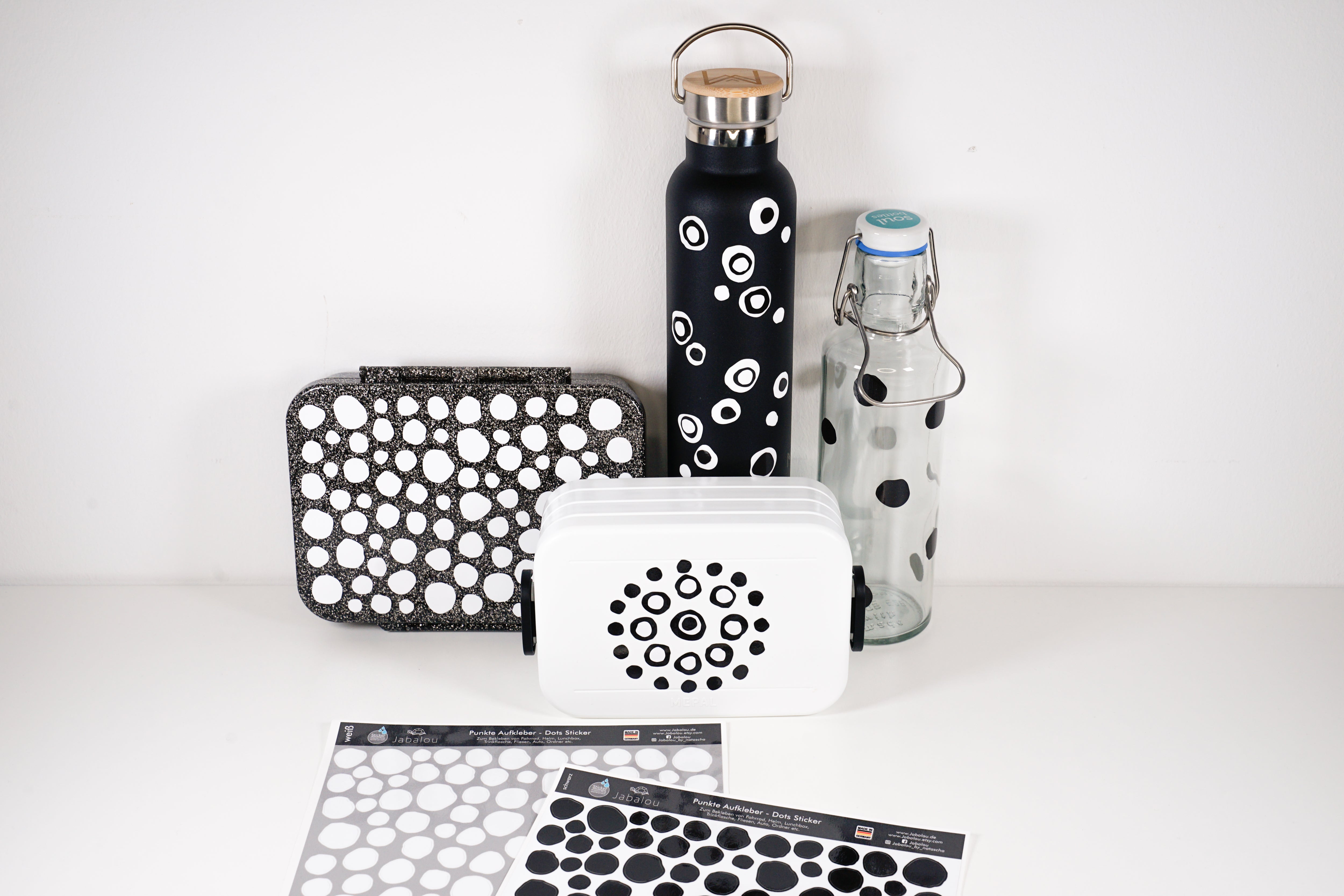 Punkte Sticker A4 spülmaschinenfest weiß