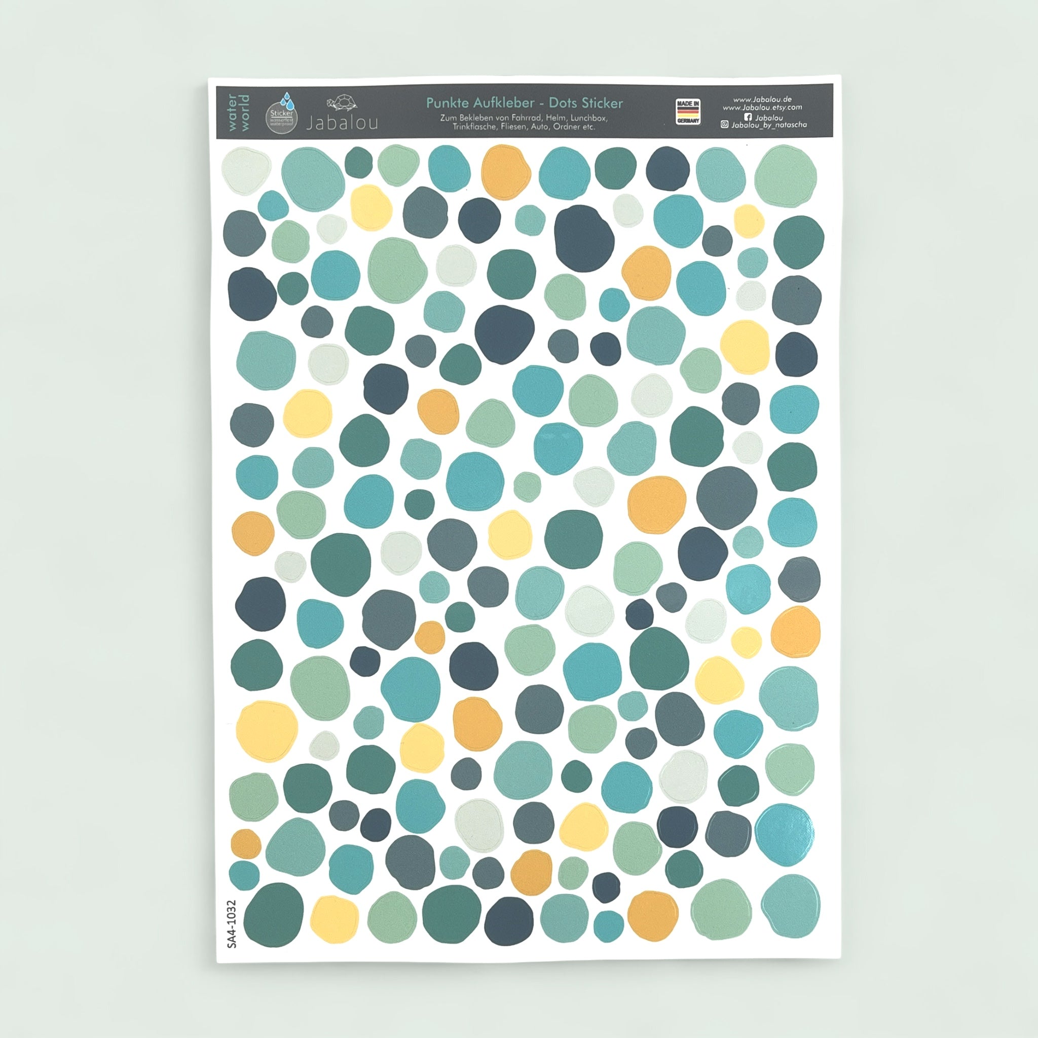 Punkte Sticker A4 spülmaschinenfest waterworld