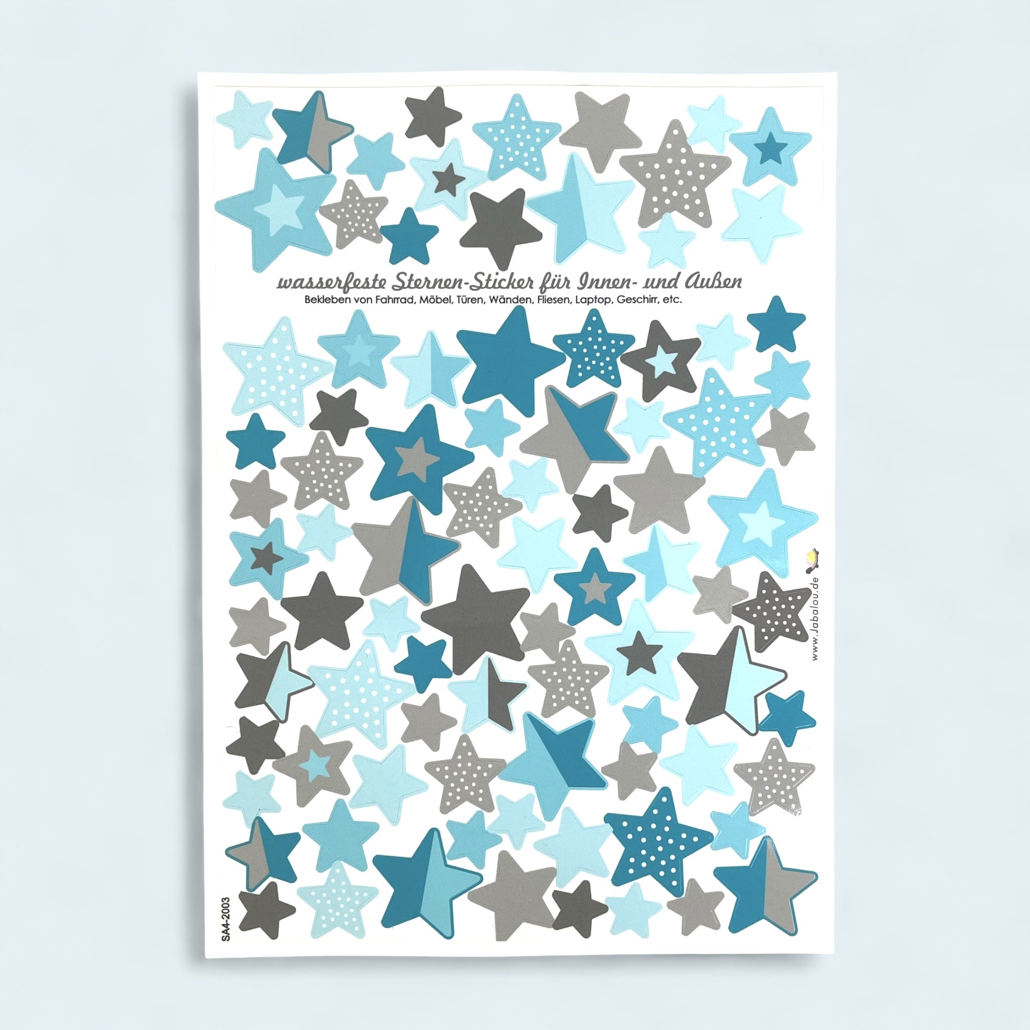 Sticker Sterne hellblau-grau wasserfest Aufkleber
