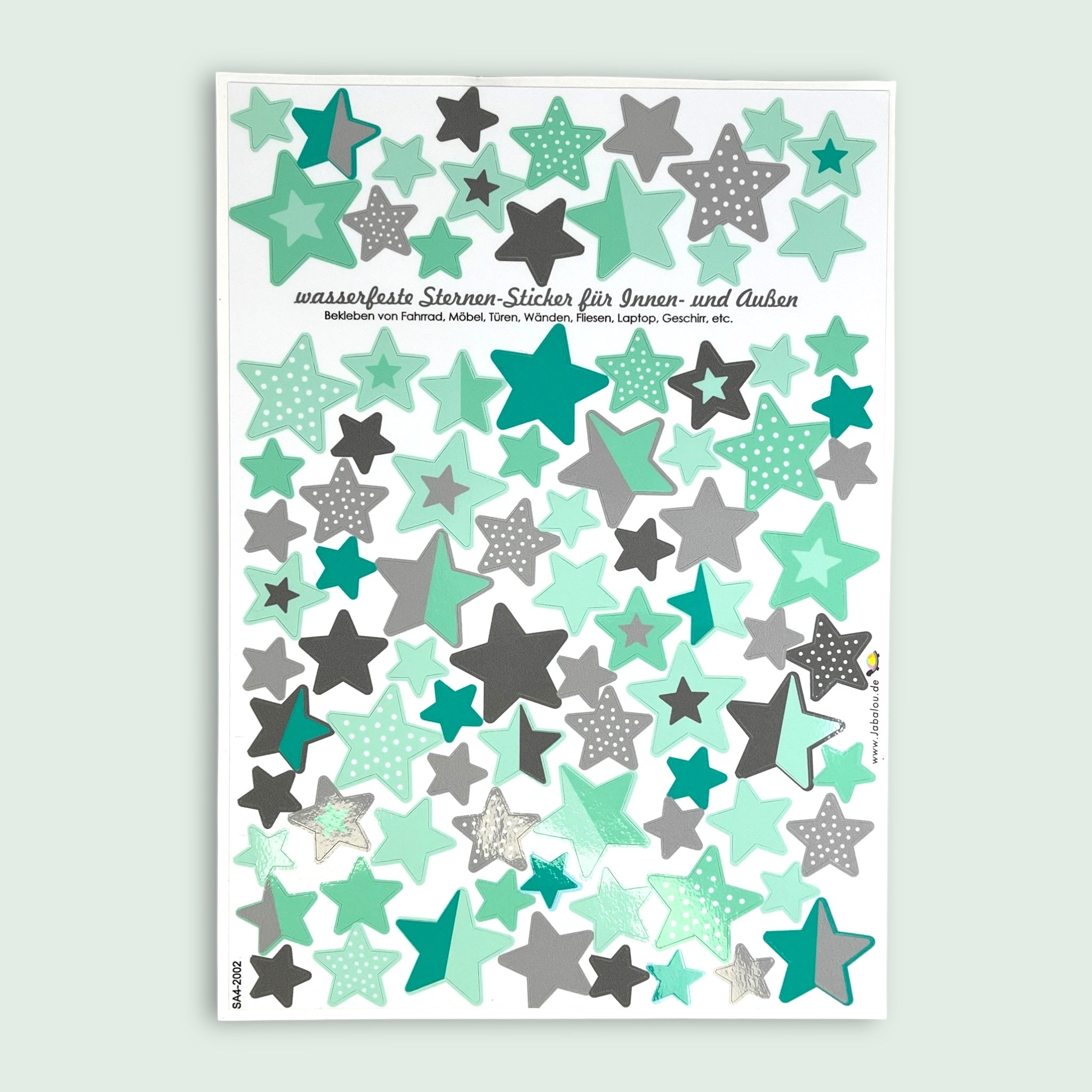 Fahrradaufkleber Sterne Mint-Grau