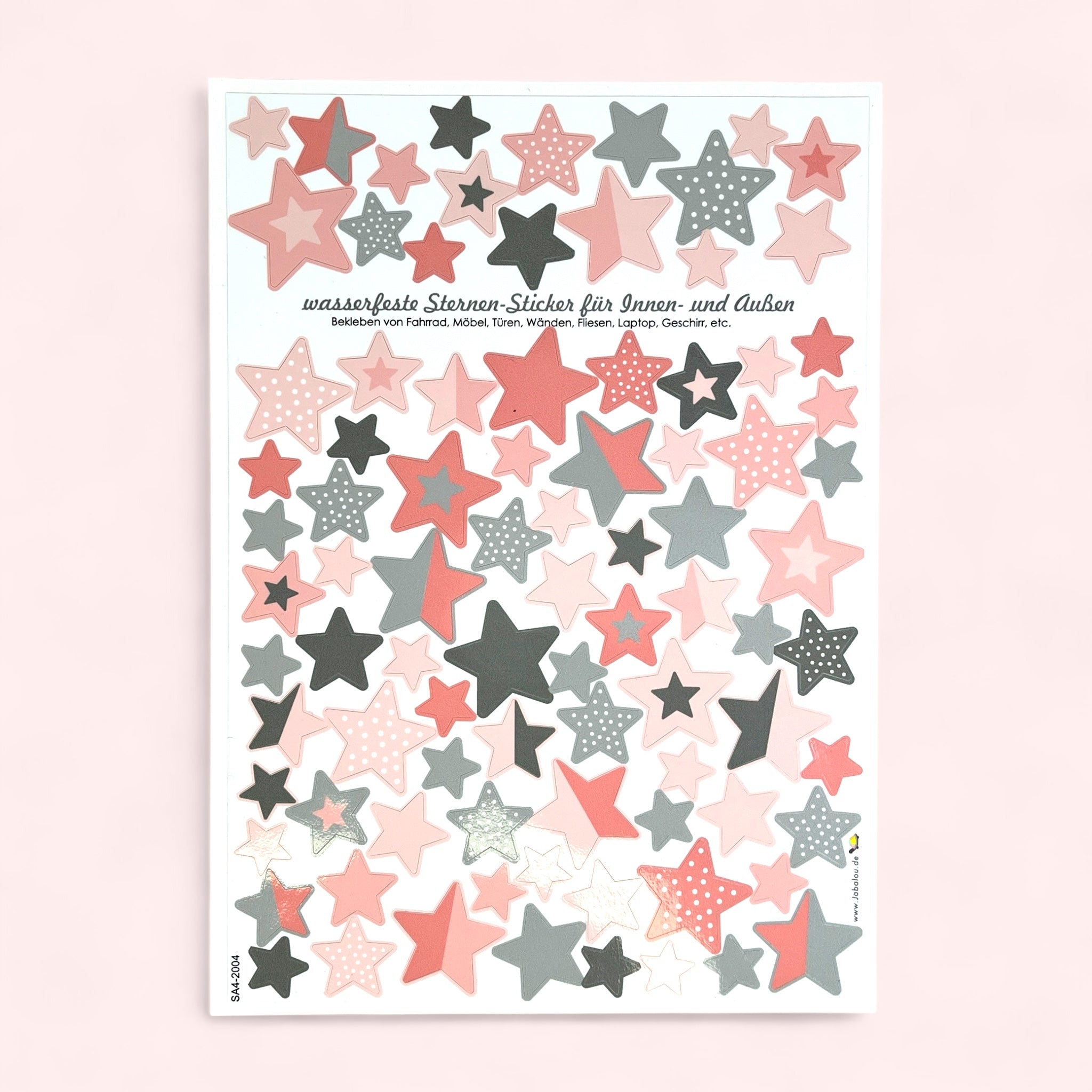 Fahrradaufkleber Sterne rosa-grau