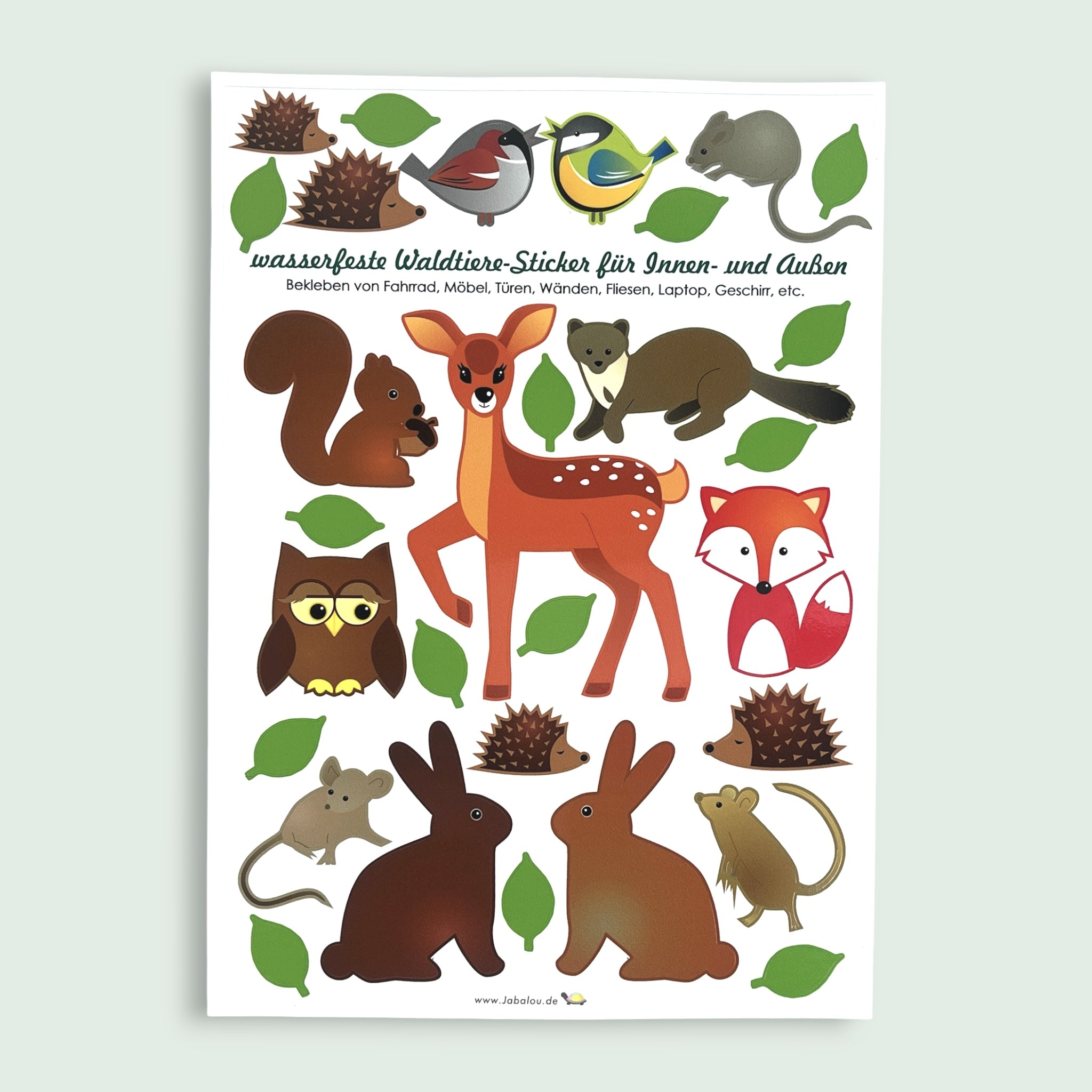 Sticker Wald Tiere spülmaschinenfest für Lunchbox und Trinkflasche