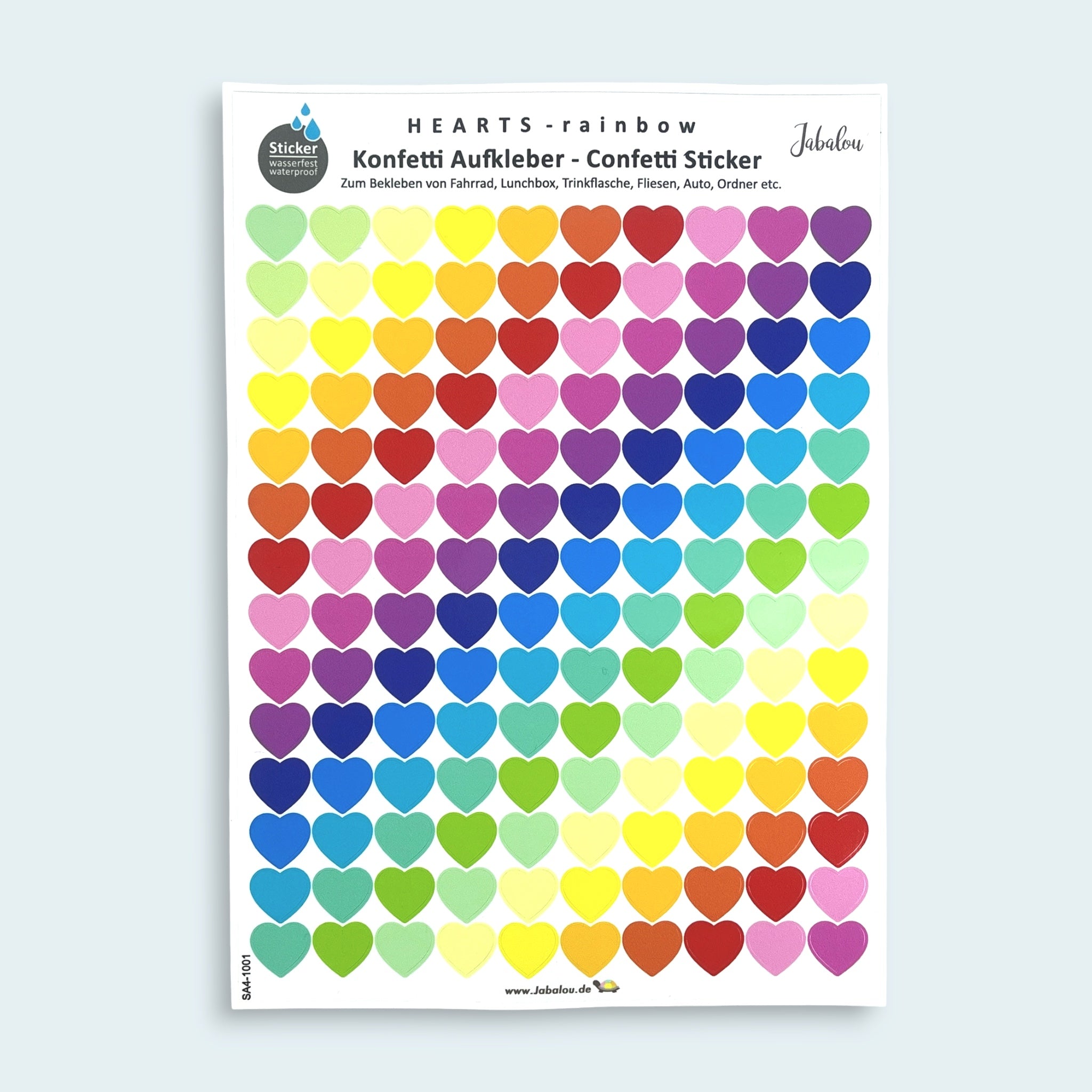 Fahradsticker Confetti Herzen RAINBOW