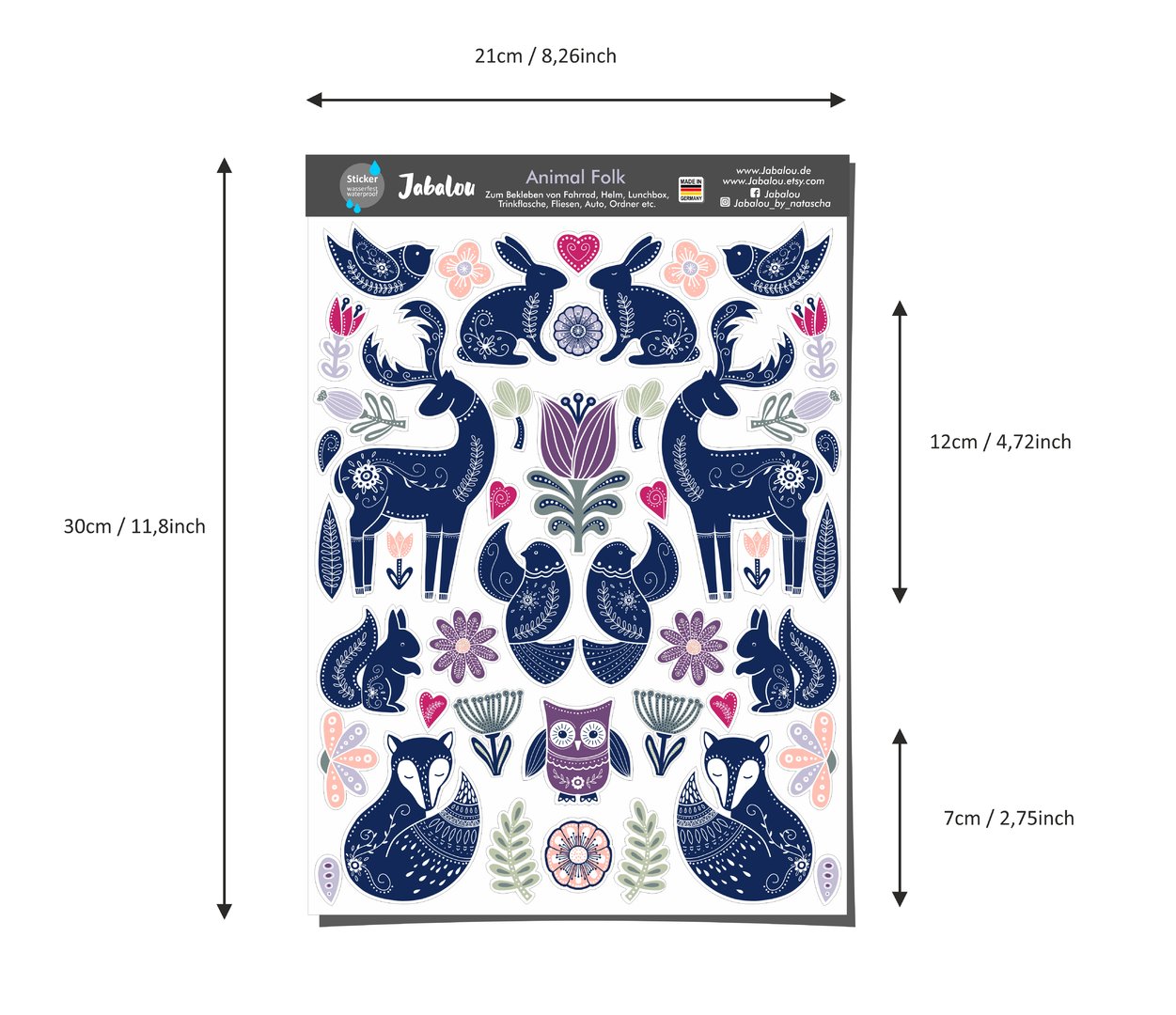 Aufkleber Tiere Folklore wasserfest