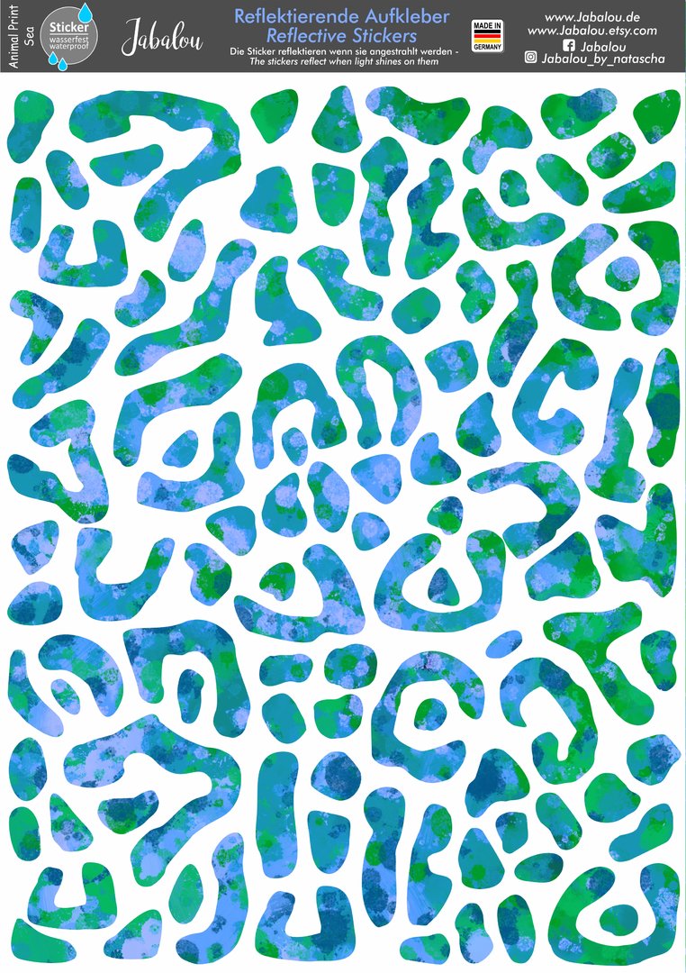REFLECT Fahrradaufkleber Animal Print sea