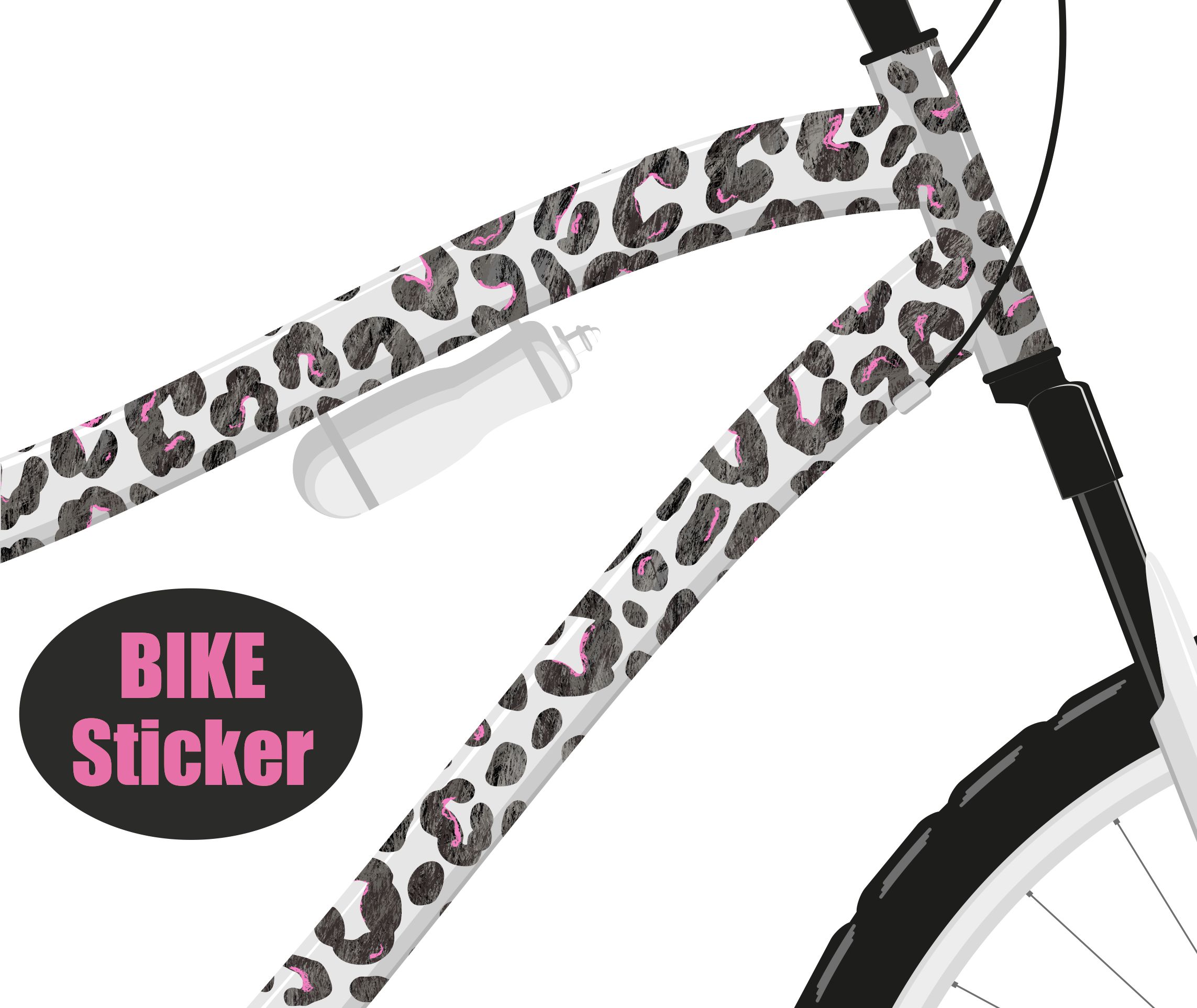 Fahrradaufkleber Leopardenmuster SCHWARZ - PINK - wetterfeste Fahrradsticker für Fahrrad & Helm