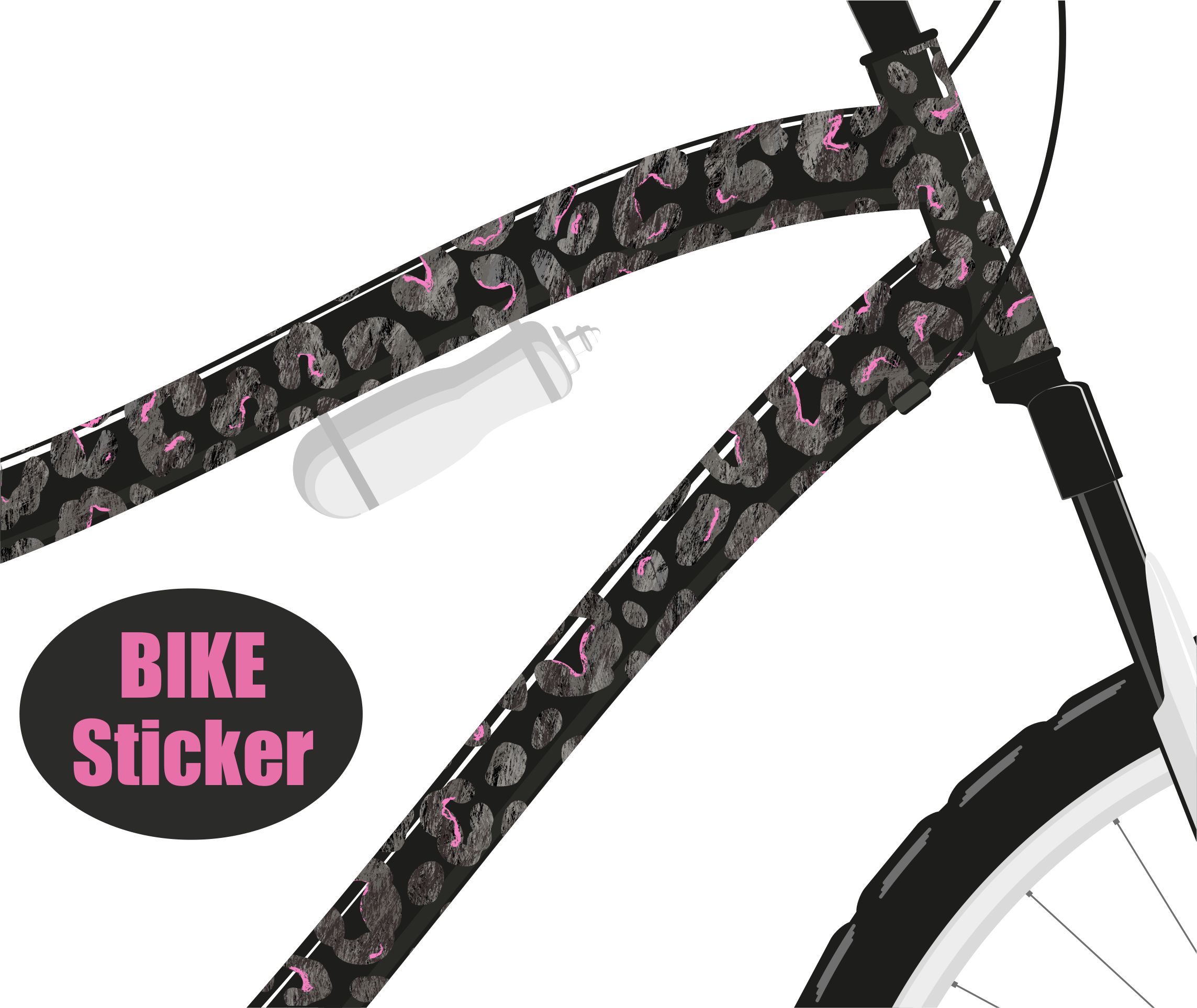 Fahrradaufkleber Leopardenmuster SCHWARZ - PINK - wetterfeste Fahrradsticker für Fahrrad & Helm