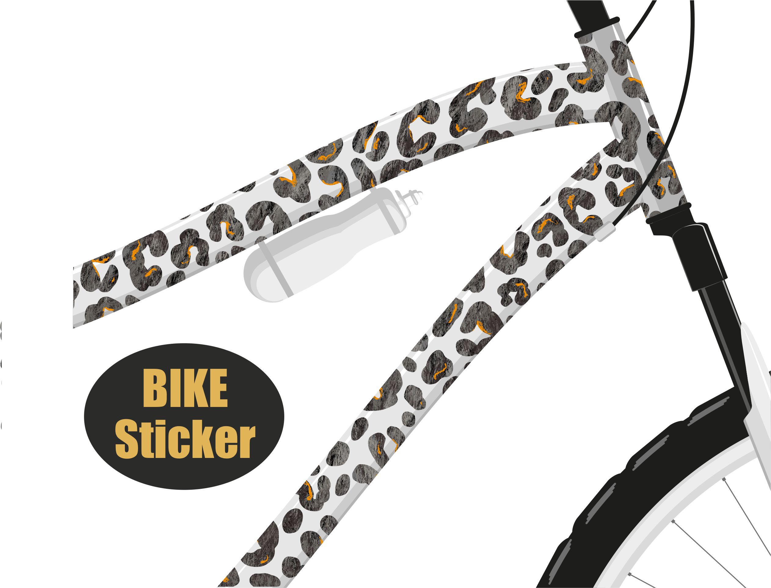 Fahrradaufkleber Leopardenmuster SCHWARZ - ORANGE - wetterfeste Fahrradsticker für Fahrrad & Helm