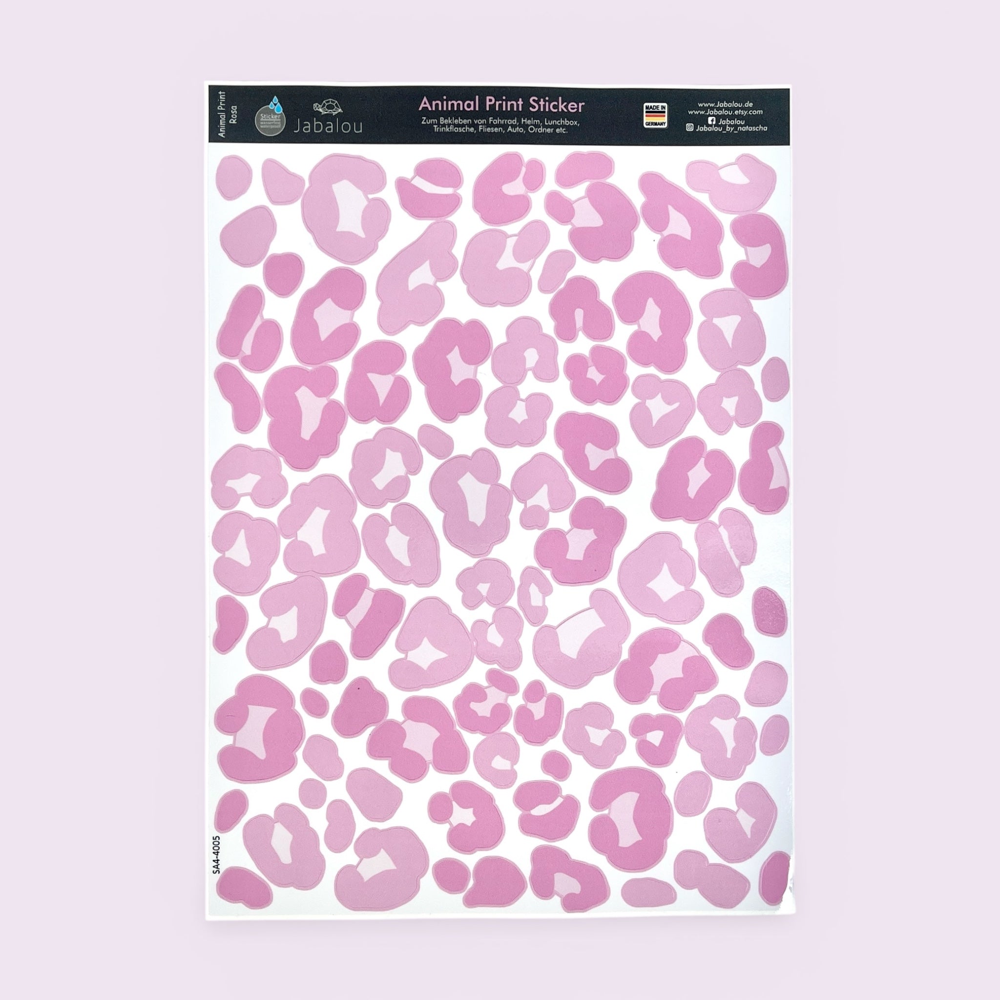 Aufkleber A4 Leopardenmuster ROSA - wetter und spülmaschinenfest
