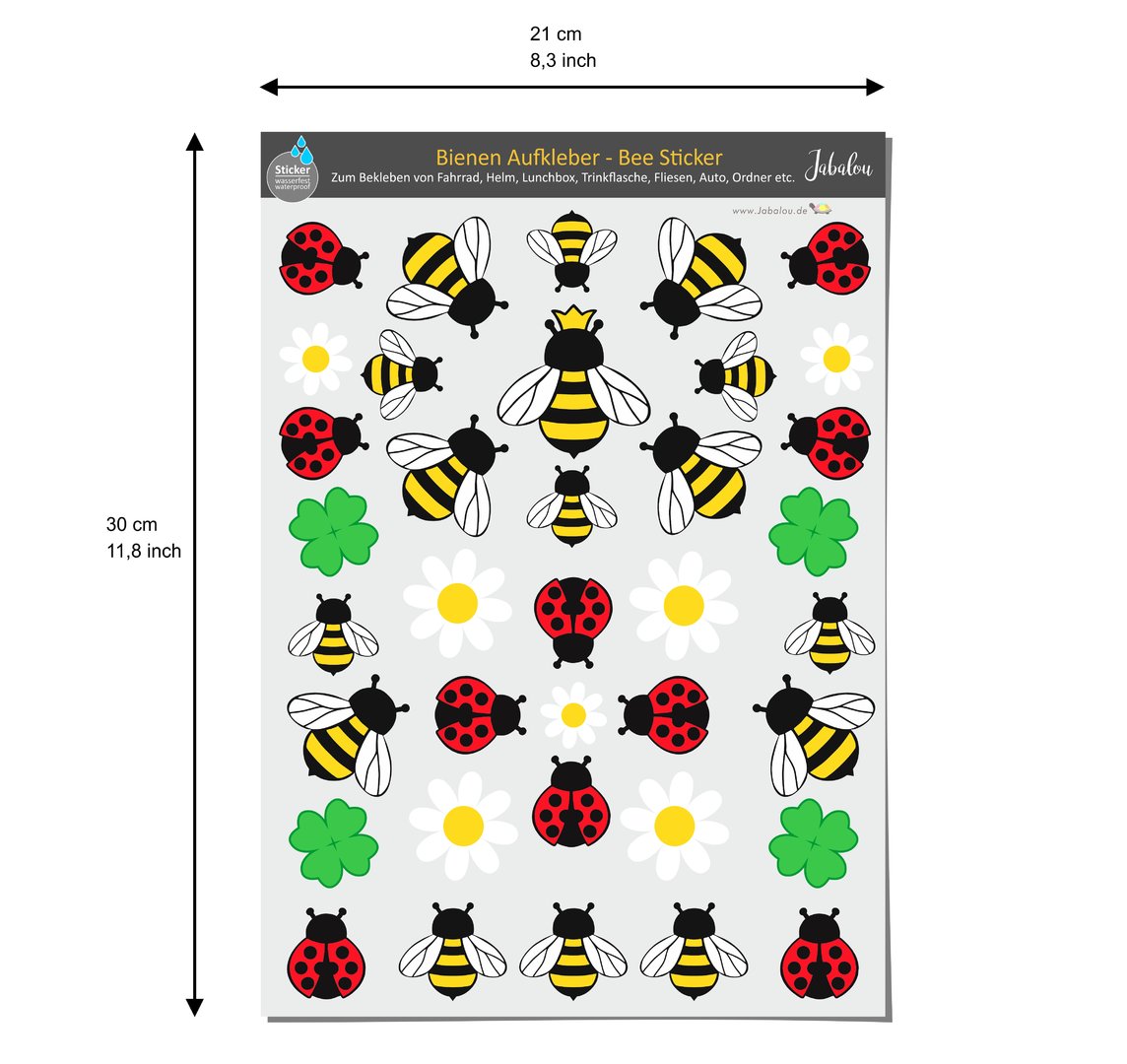 Aufkleber wasserfest Bienen, Marienkäfer