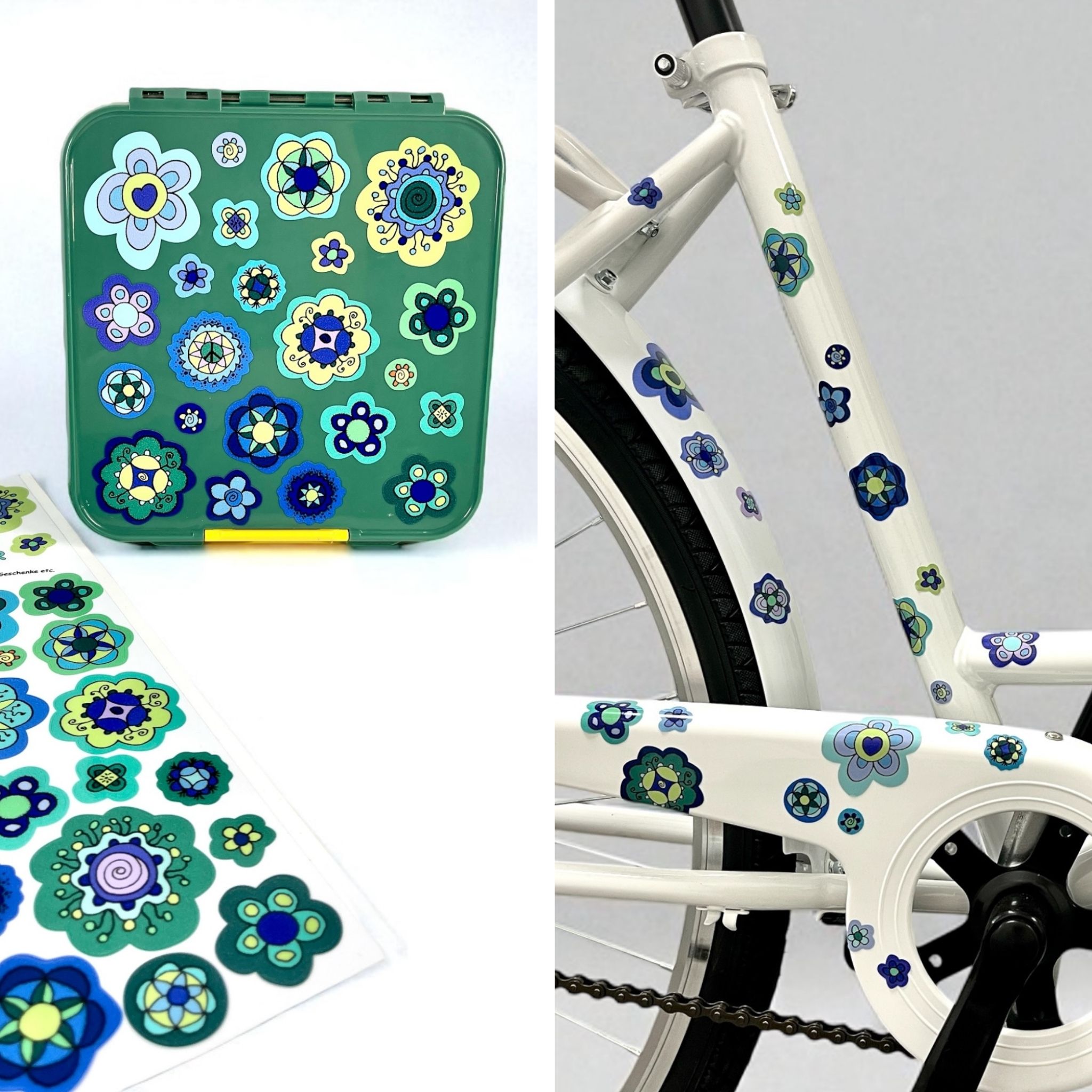 Sticker Blumen blau wasserfest Aufkleber