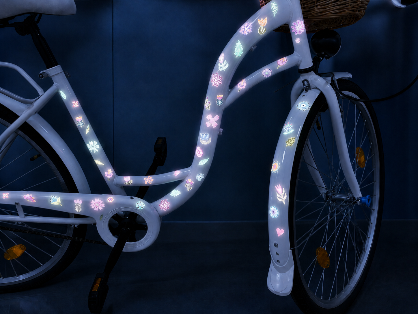 Reflektierende Fahrradaufkleber Blumen Folklore - Sicherheitssticker für Fahrrad