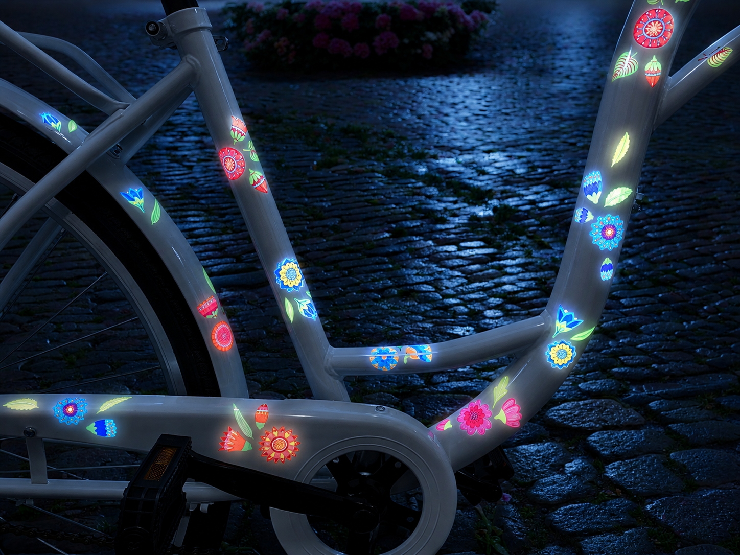 Reflektierende Fahrradaufkleber Blumen Mexikanisch - Sicherheitssticker fĂŒr Fahrrad