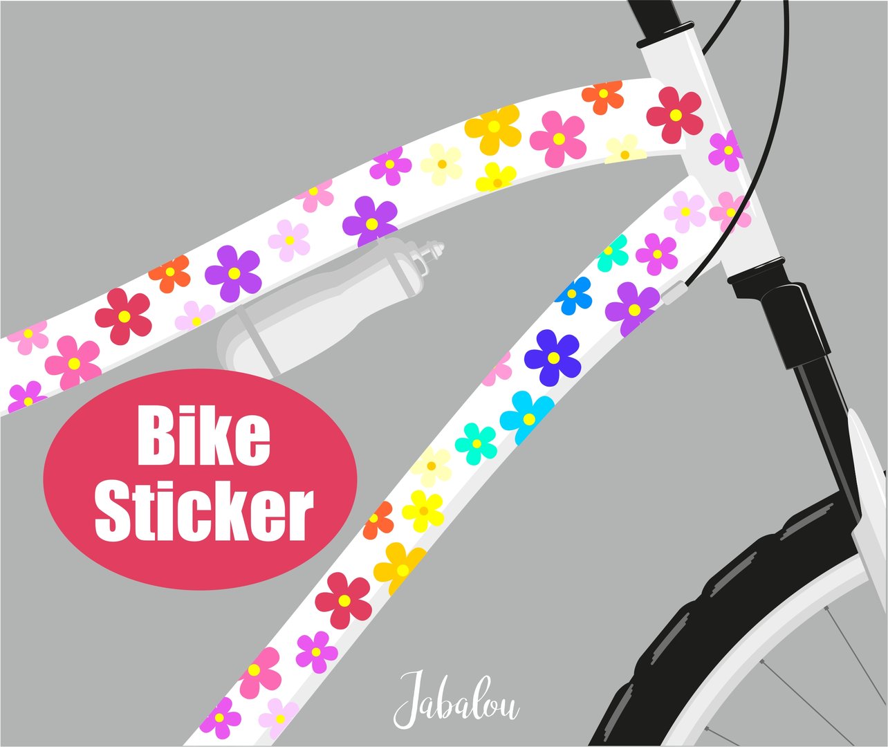 Fahrradaufkleber Blumen bunt - wetterfeste Sticker für Fahrrad und Helm
