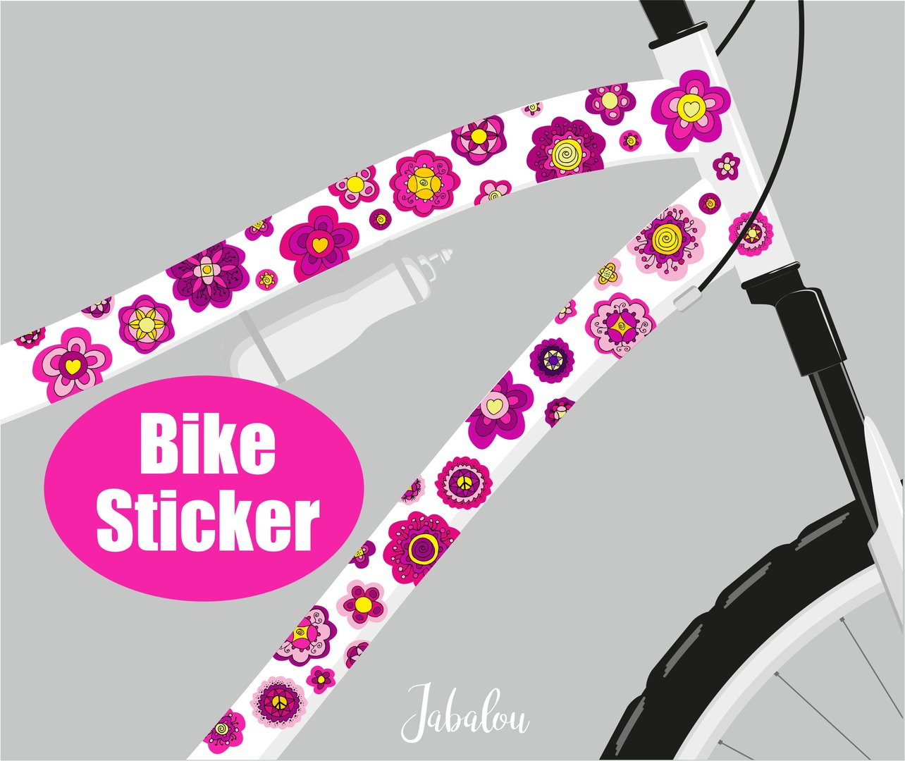 rose aufkleber fahrrad Fahrradaufkleber Blumen pink