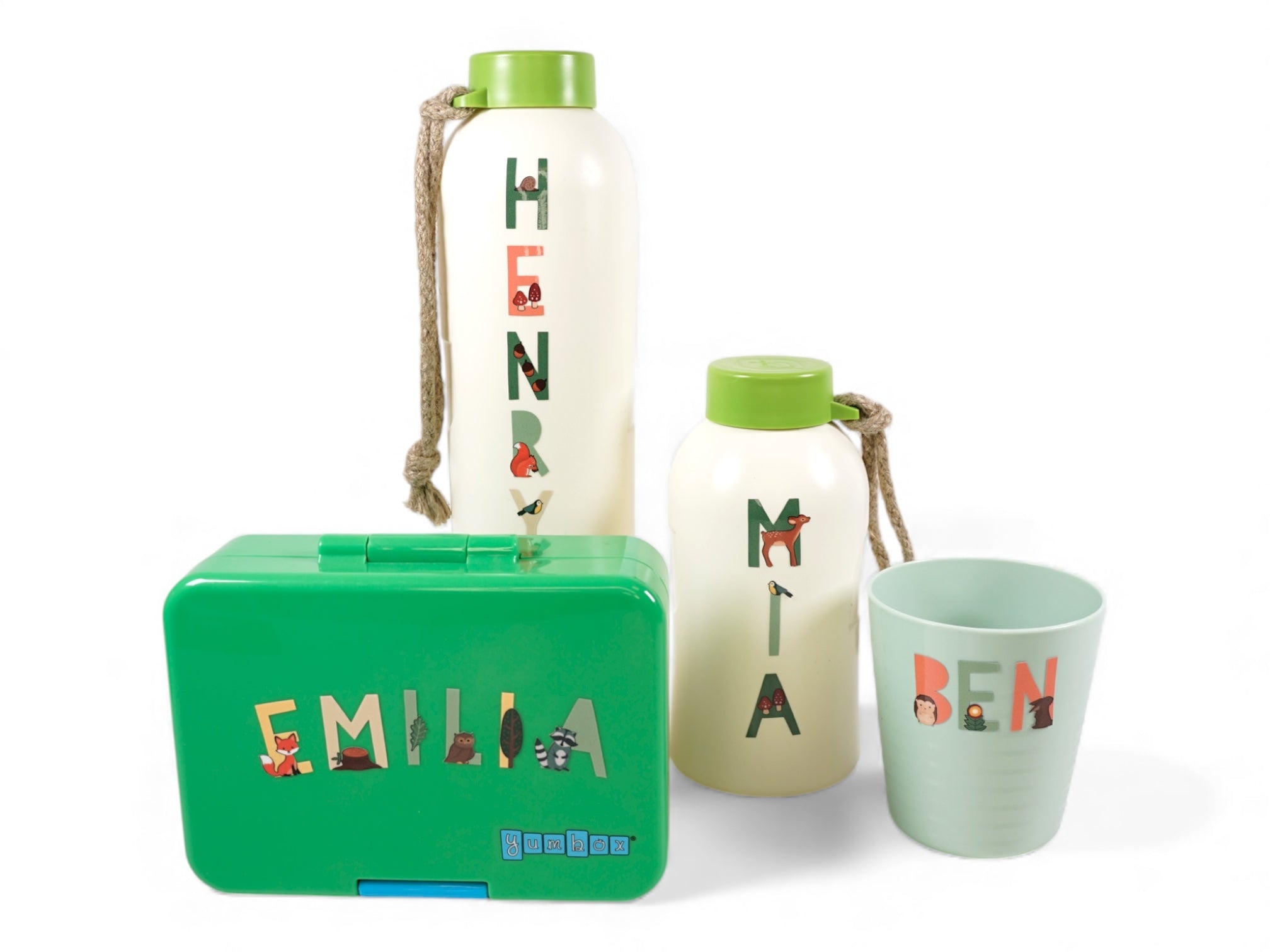 Buchstaben Sticker WALD spülmaschinenfest – Brotdosen & Trinkflaschen personalisieren