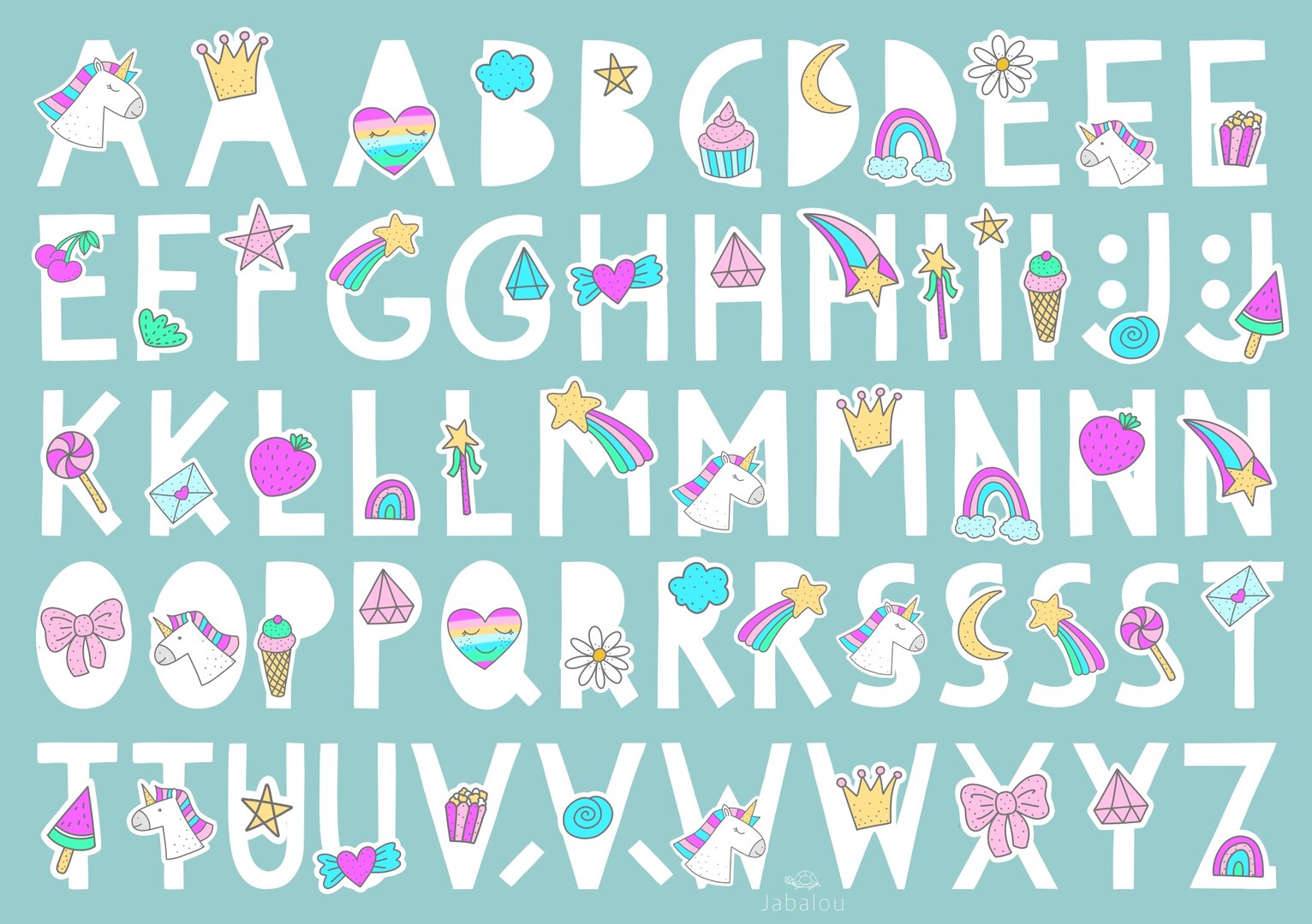 Buchstaben Sticker EINHORN weiß spülmaschinenfest – Brotdosen & Trinkflaschen personalisieren