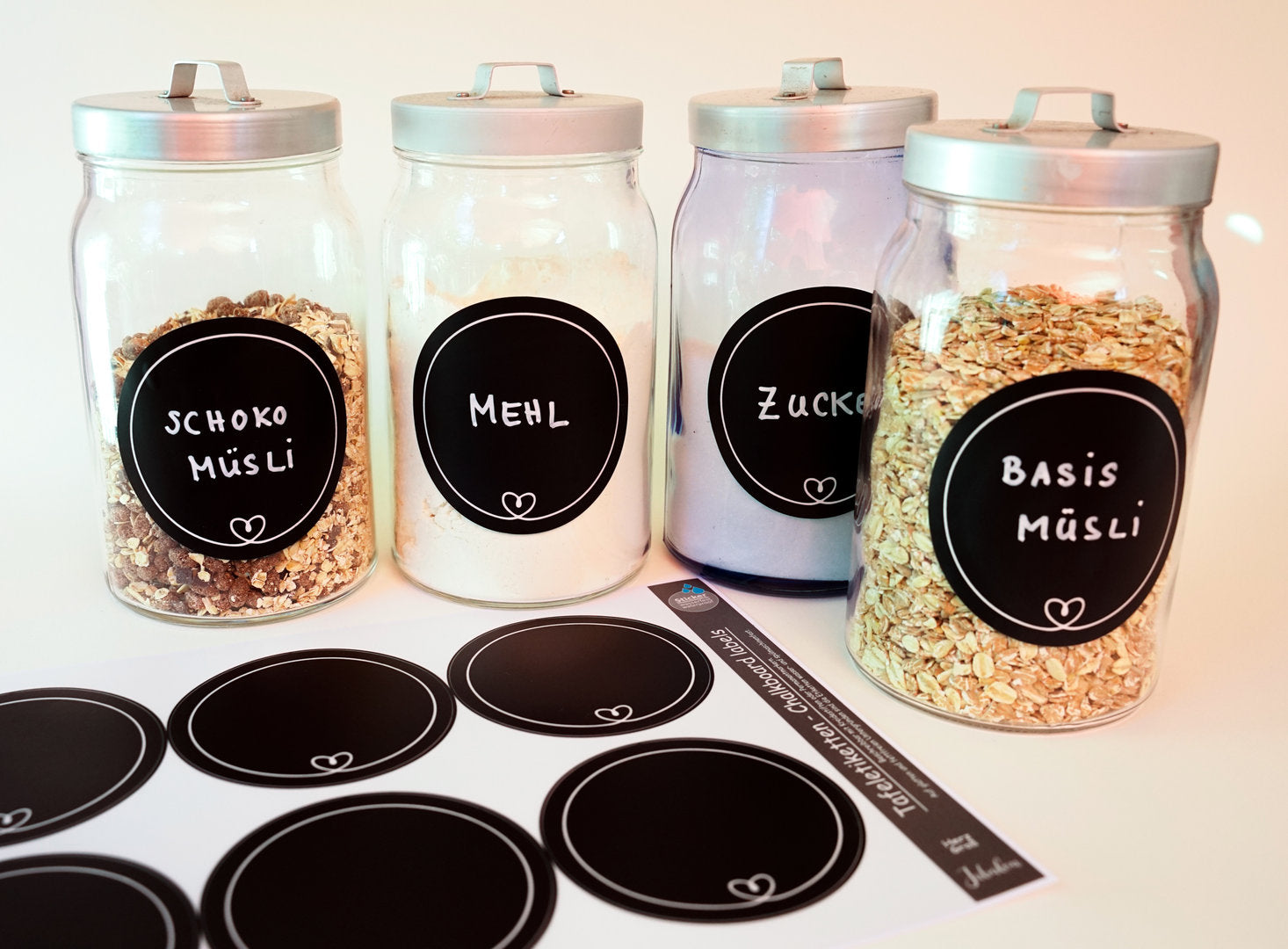 Tafeletiketten, Herzen groß Küchenetiketten beschreibbar