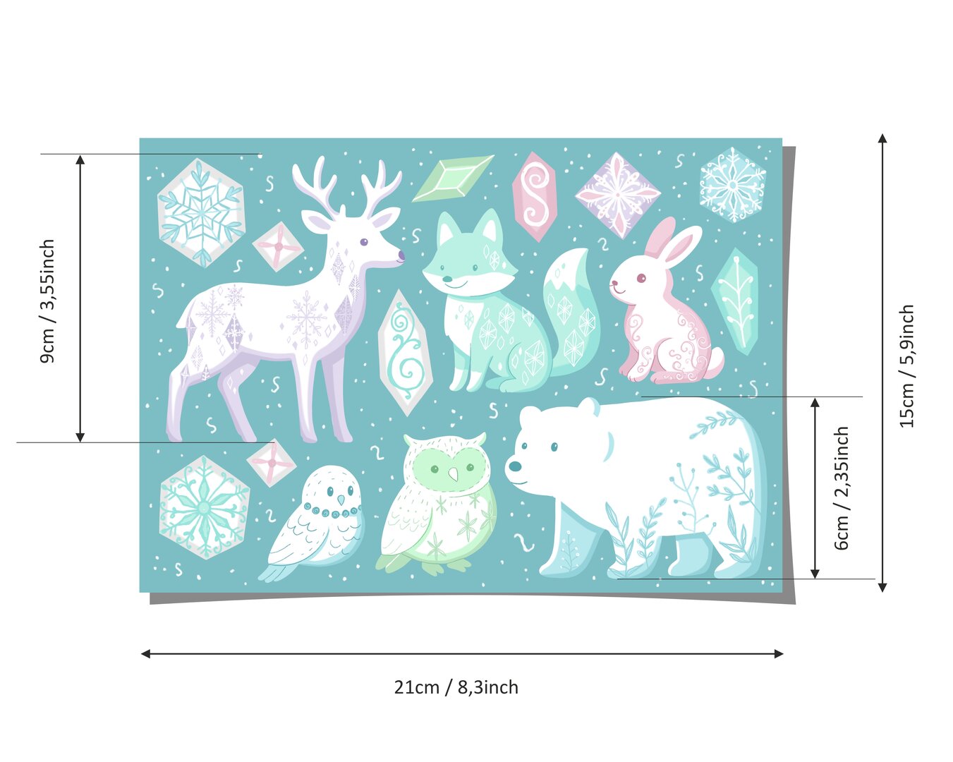 Sticker A5 Eistiere, Tiere der Eiskönigin