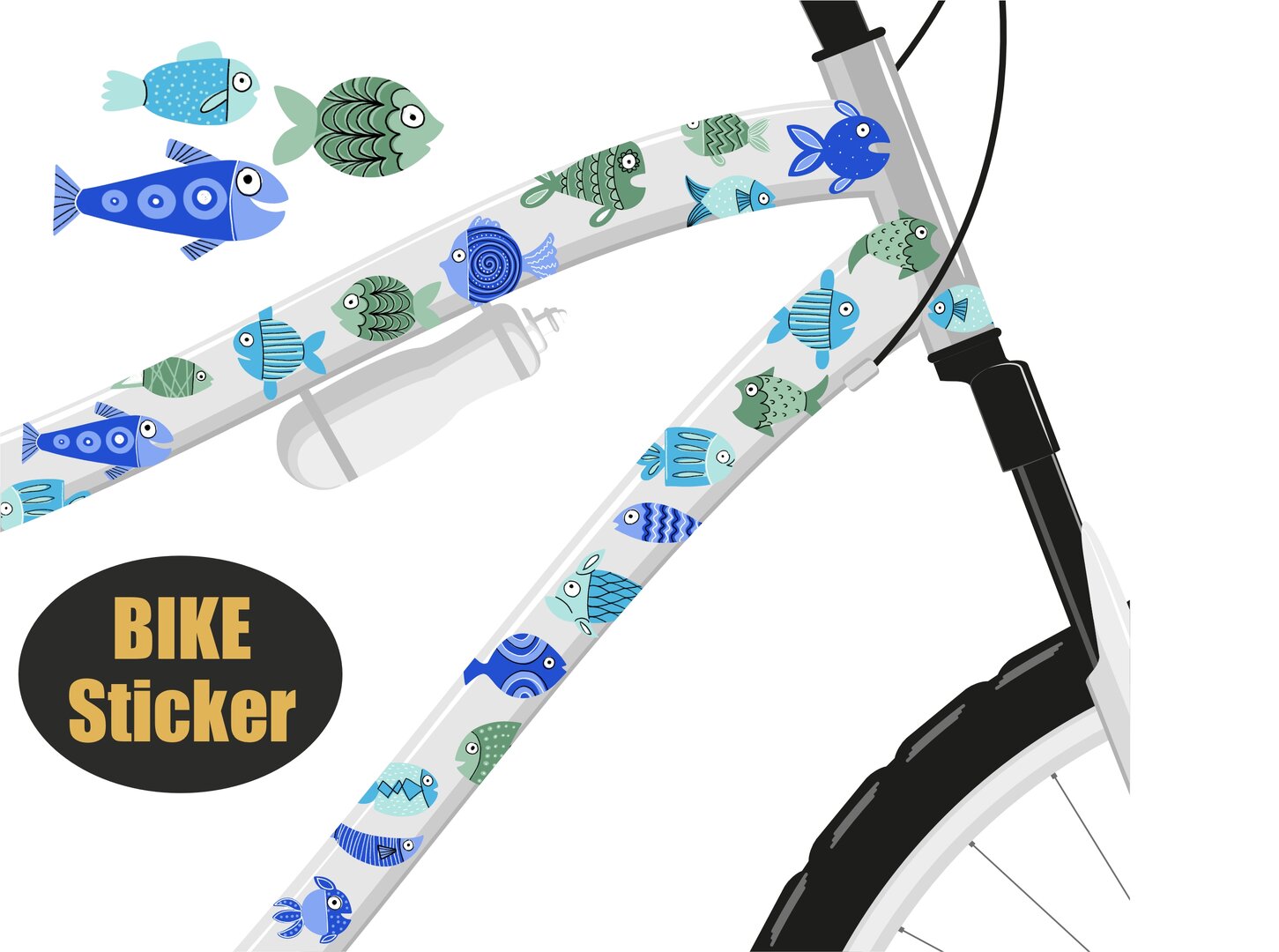 Fahrradsticker Fische - Bikesticker, Aufkleber fürs Fahrrad