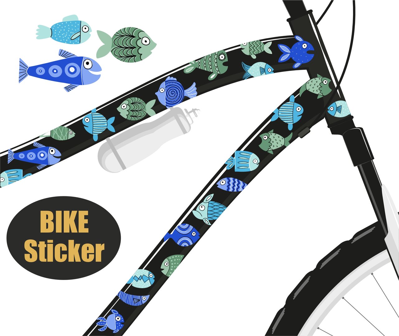 Fahrradsticker Fische - Bikesticker, Aufkleber fürs Fahrrad