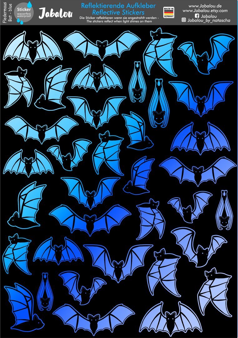 REFLECT Fahrradaufkleber Fledermaus blau