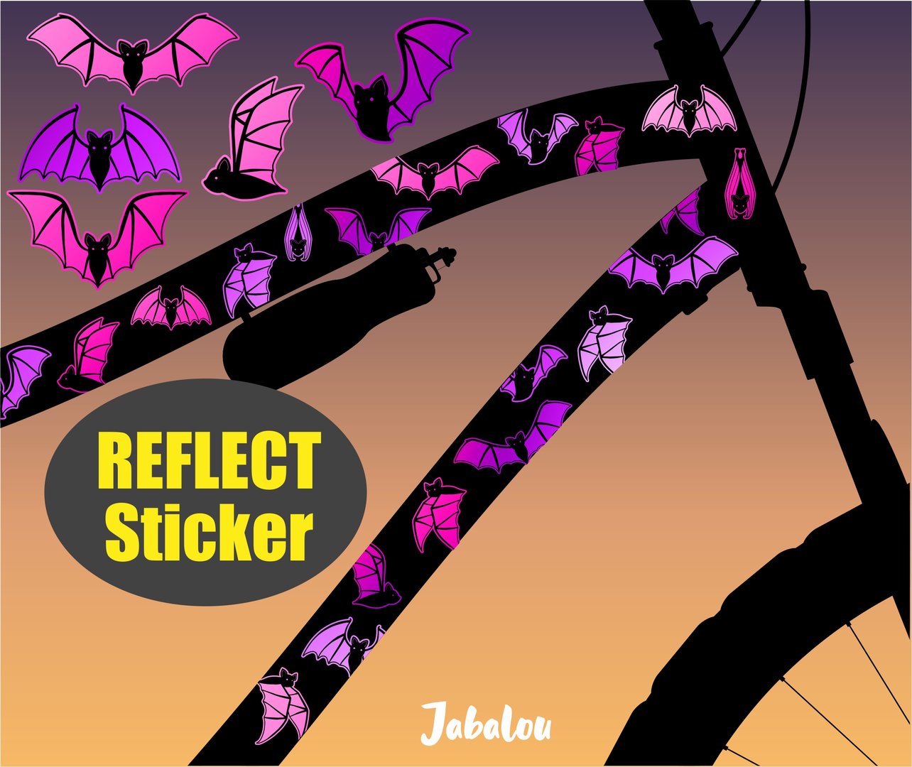 REFLECT Fahrradaufkleber Fledermaus pink