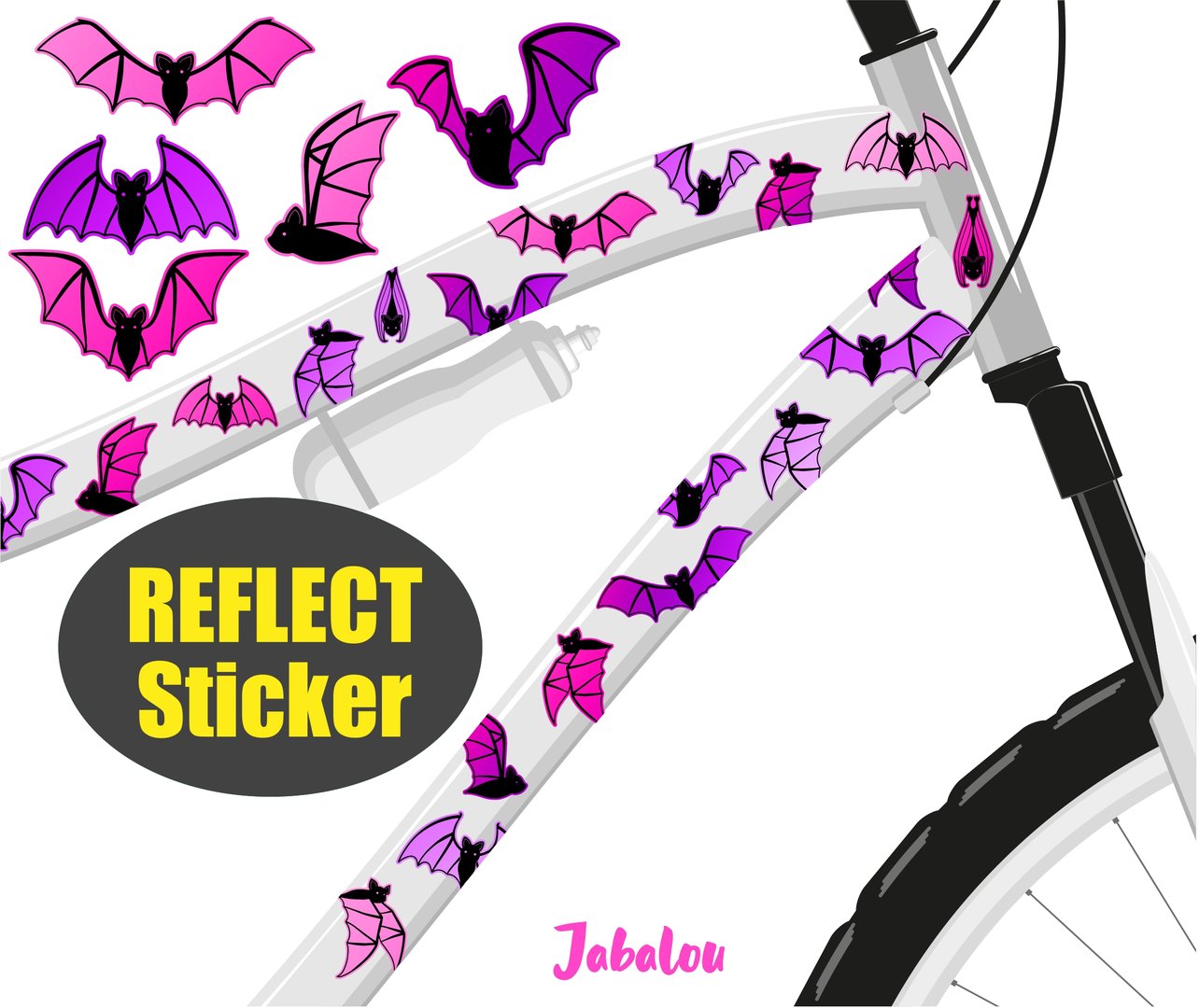 REFLECT Fahrradaufkleber Fledermaus pink