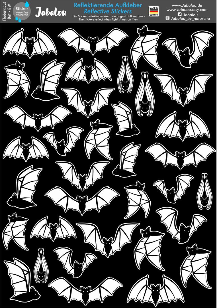REFLECT Fahrradaufkleber Fledermaus SW