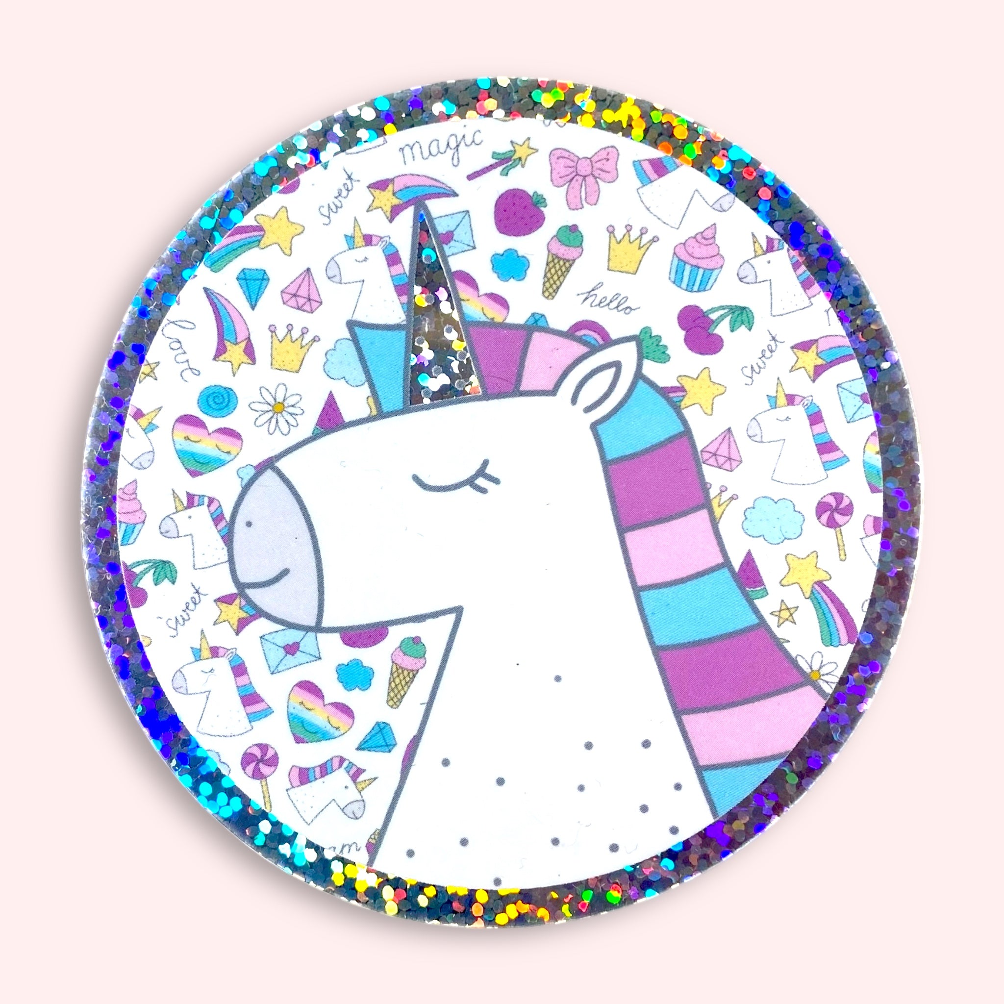 Glitzer Einhorn Sticker wasserfest