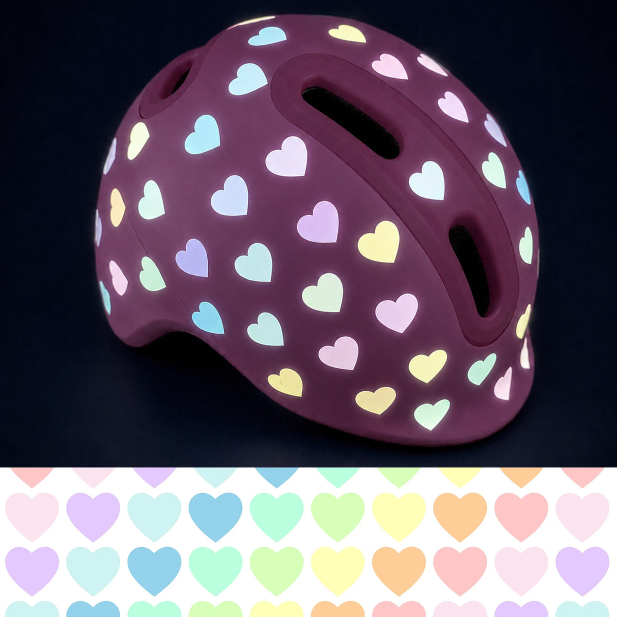 reflektierende Fahrradaufkleber Herzen Candy, Pastell - reflektive Sticker für Fahrrad und Helm