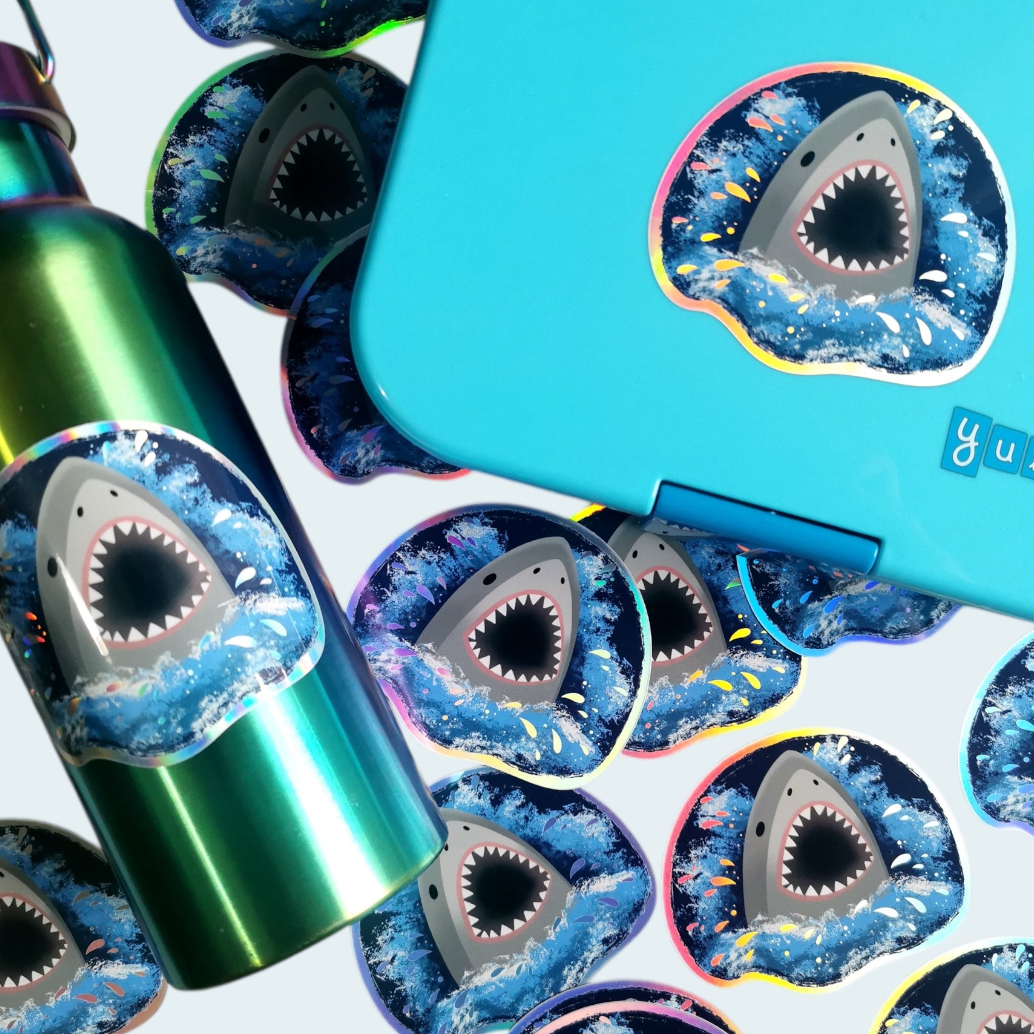 Holographic Sticker wasserfest Hai