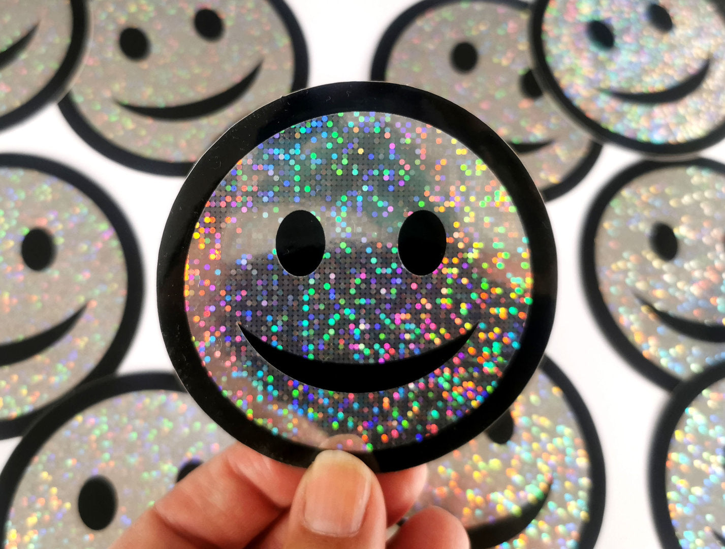 Glitzer Sticker wasserfest Smiley