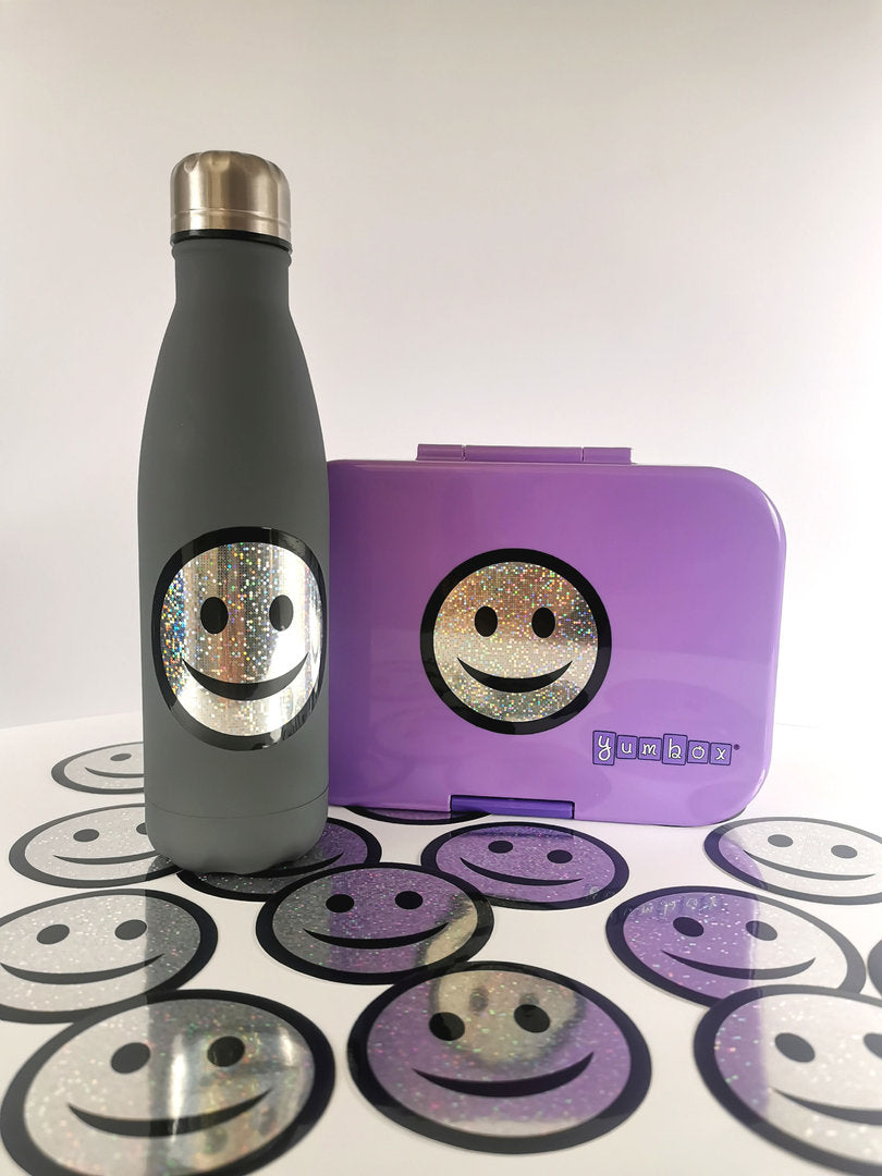 Glitzer Sticker wasserfest Smiley