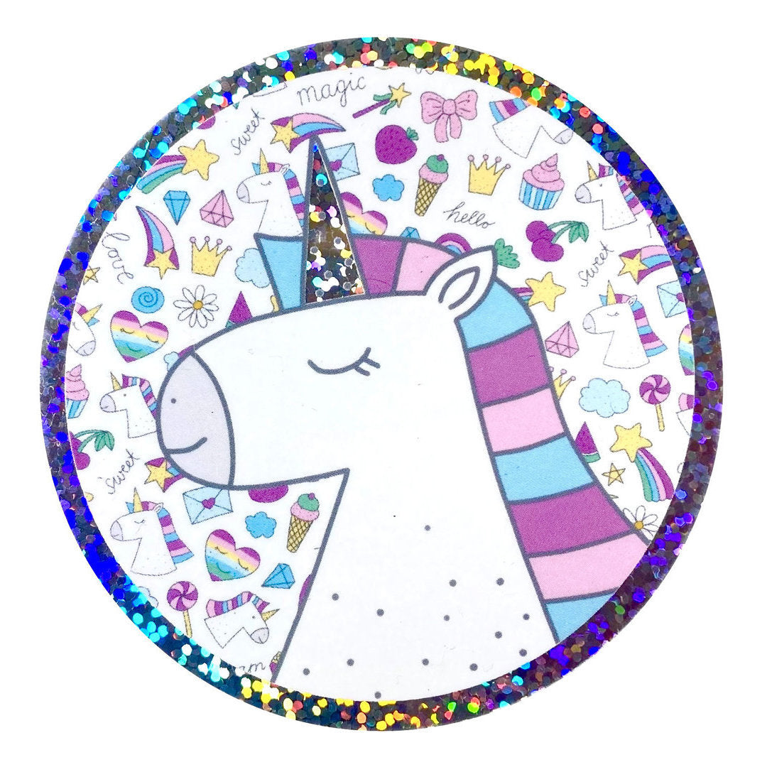 Glitzer Einhorn Sticker wasserfest