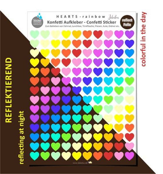 REFLECT Fahrradaufkleber Confetti Herzen RAINBOW