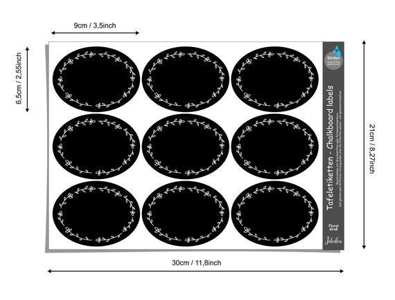 Tafeletiketten, Floral groß Küchenetiketten
