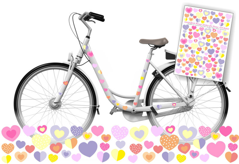 Fahrradaufkleber Herzen Fahrrad