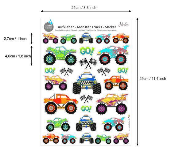 Sticker Monster Trucks wasserfest A4