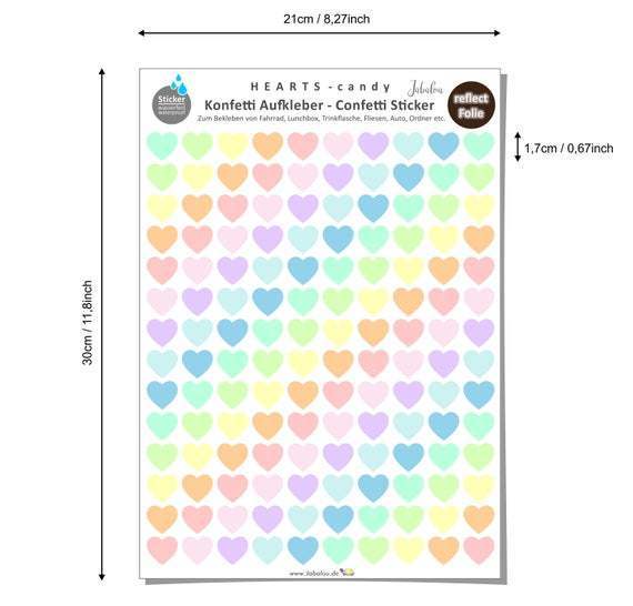REFLECT Fahrradaufkleber Confetti Herzen Candy
