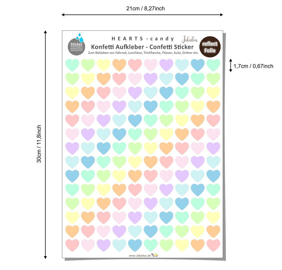 Fahradsticker Confetti Herzen CANDY