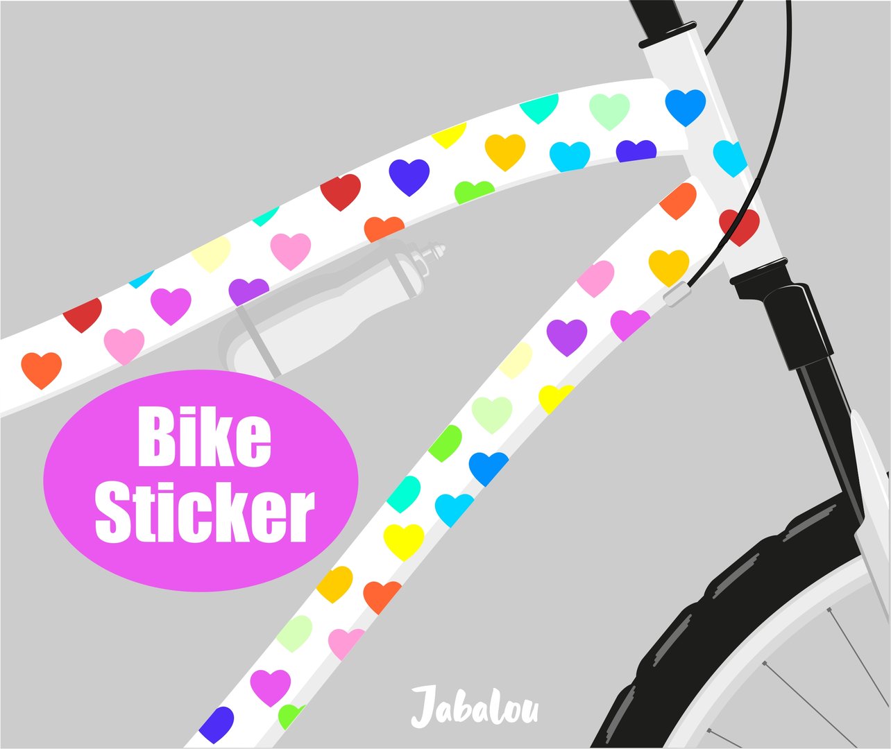 Fahradsticker Confetti Herzen RAINBOW